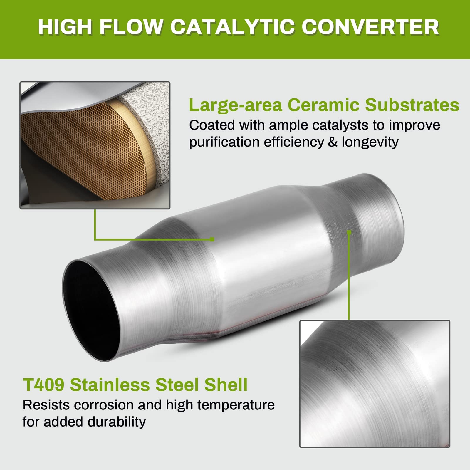 Autosaver88 5-Pack Universal Catalytic Converter, 3'' Inlet/Outlet Catalytic Converter, Stainless Steel Shell (Epa Compliant)