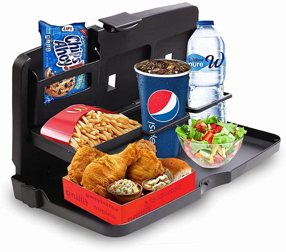 Vaygway Foldable Car Food Tray Holder Multi- Functional Portable Auto Food And Drink Tray - Black Eating Organizer Backseat Car