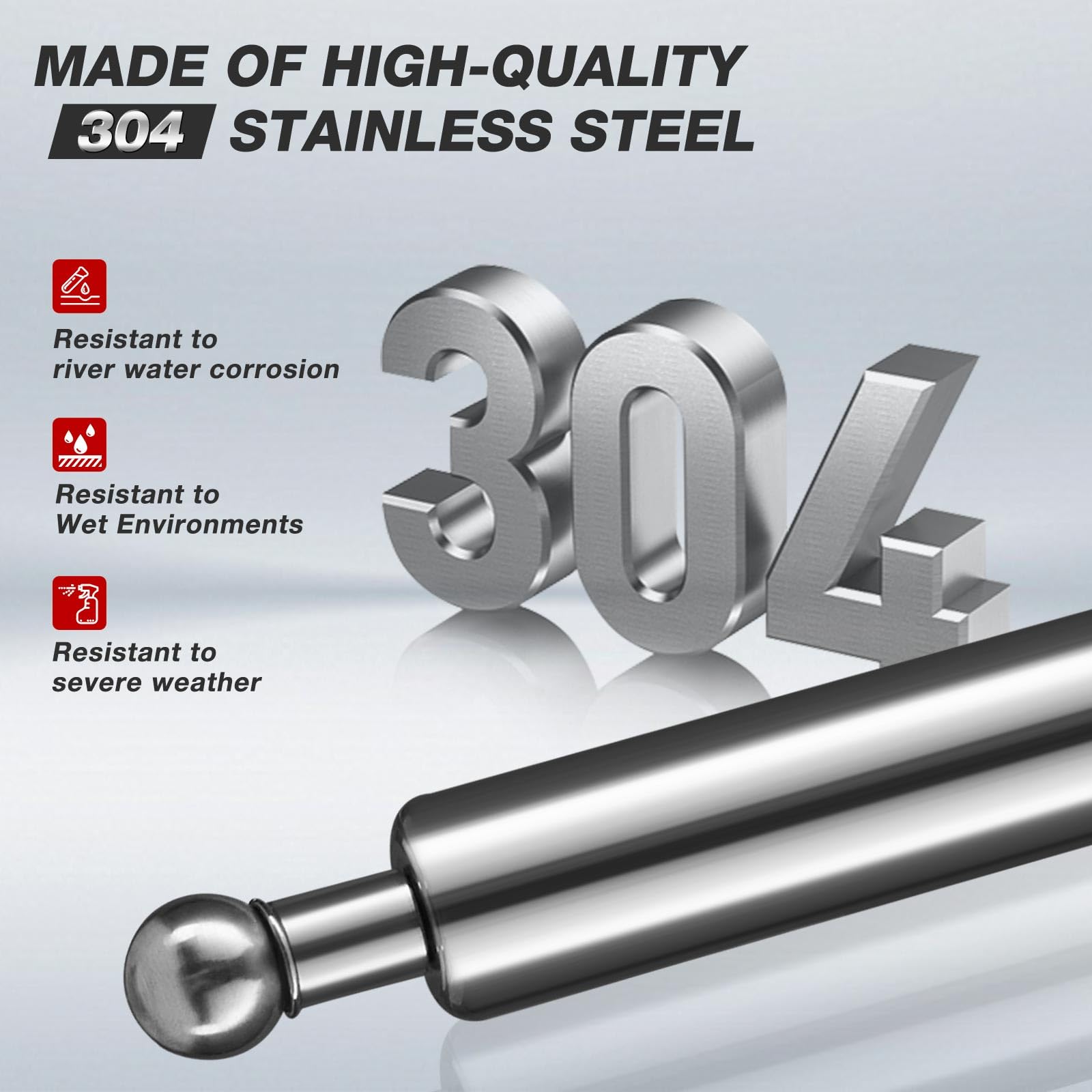 Vepagoo 15 Inch 60Lb/267N Stainless Steel Marine Grade Lift Support For Boat Locker Door Leer Camper Shell Topper Rear Window, C