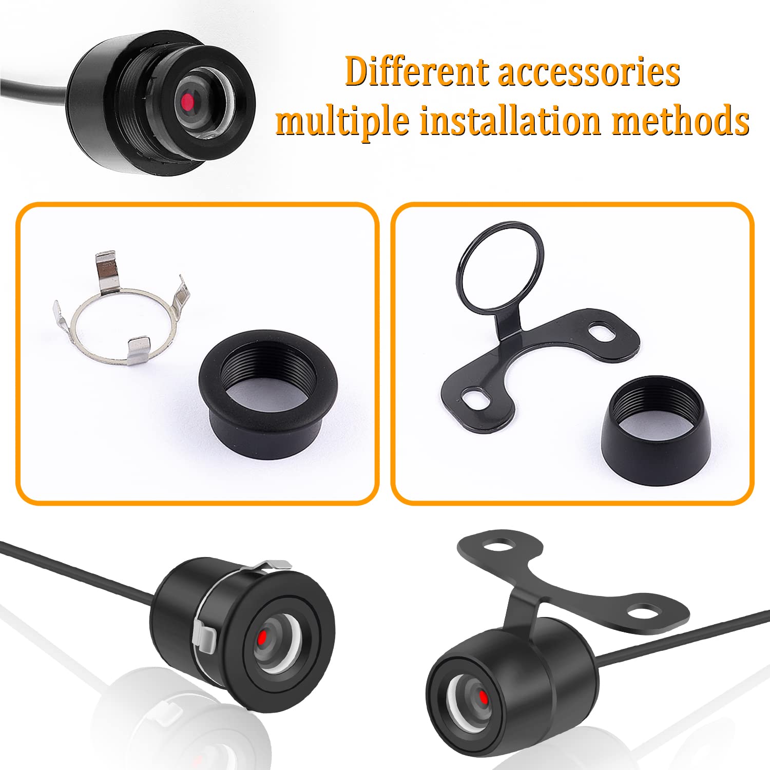 Car Reverse Backup Camera - [Hd Night Vision] [170Wide Angle] Front Side Rear View Camera With Dual Purpose Design - Waterproof