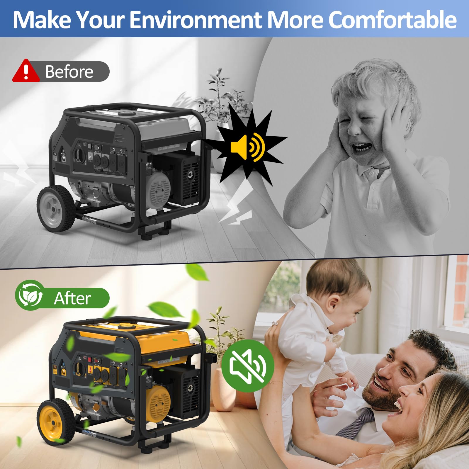 2025 Upgraded Generator Exhaust Silencer Kit Stainless Steel Muffler with Insulated Through-Wall Mounting Plate - Universal Adap