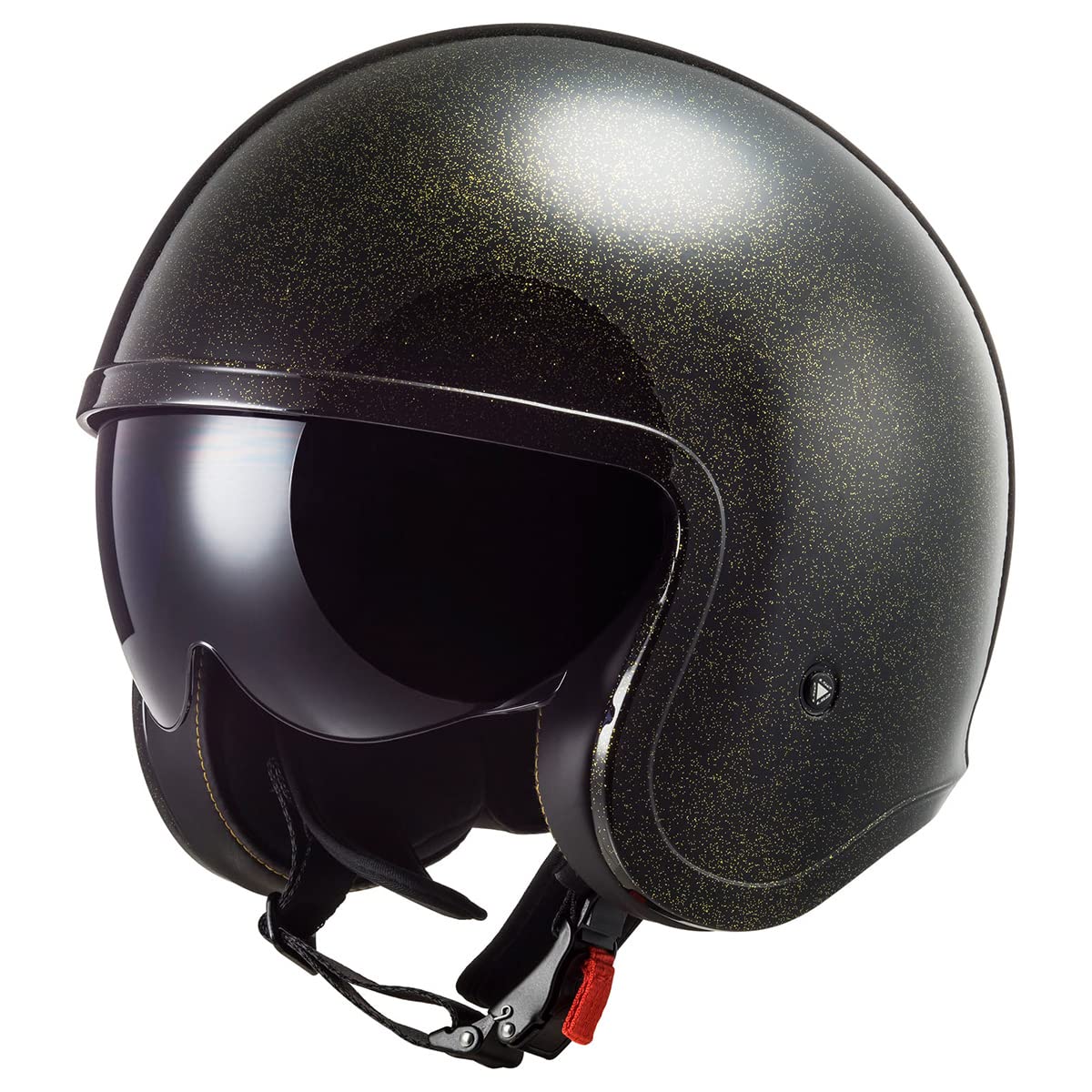 LS2 Helmets Open Face Spitfire Disco Helmet (Gloss Black/Gold Flakes - X-Large)