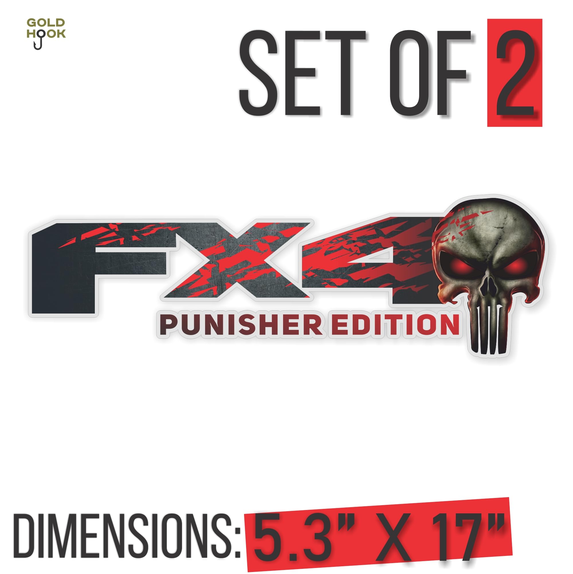 Fx4 Decals Replacement Stickers, Compatible With Ford F150 Truck, Skull Edition, Set Of 2, Premium Series (Metallic Finish)