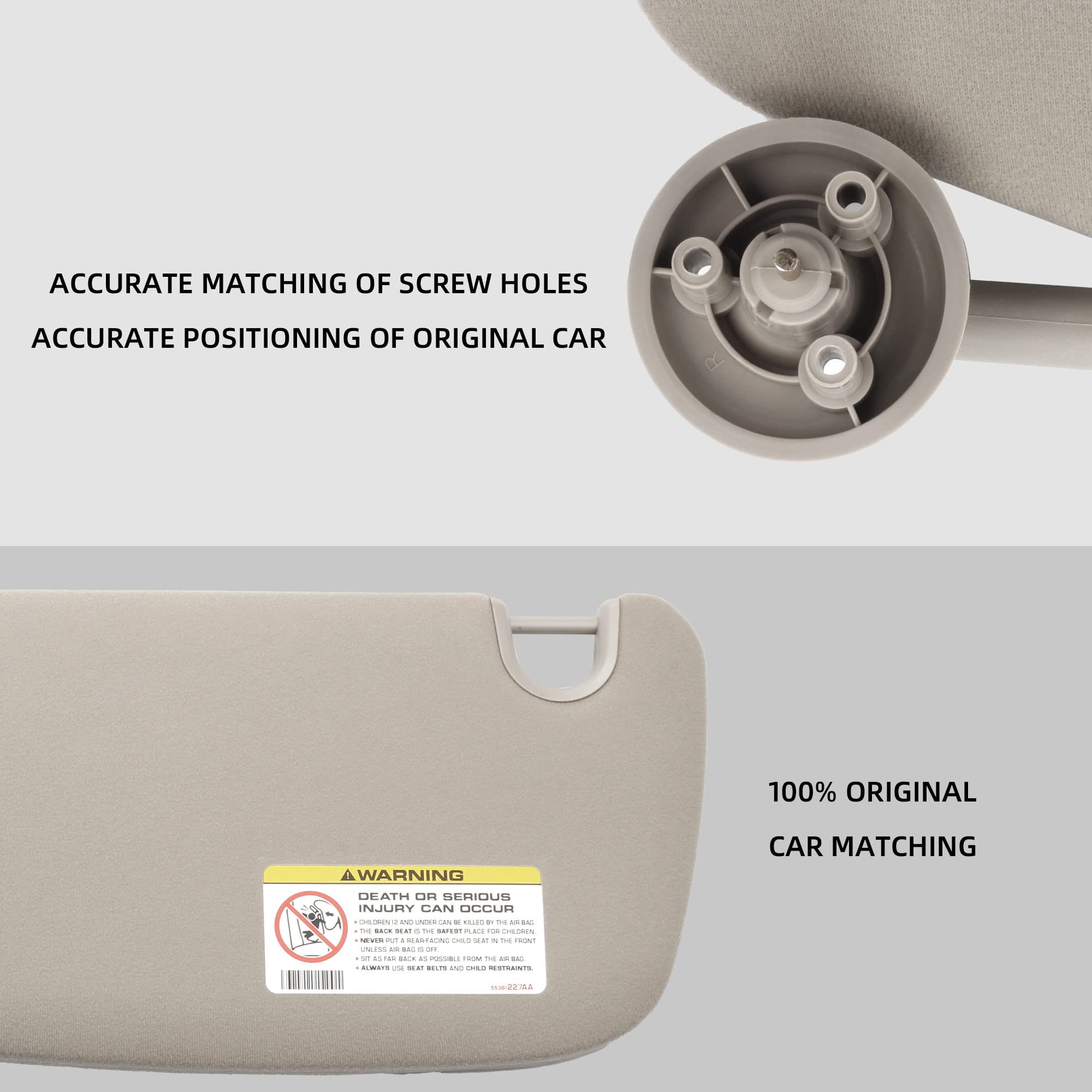 Dasbecan Gray Pair Car Sun Visor Compatible With Dodge Ram 1500 2500 3500 2002 2003 2004 2005 2006 2007 2008 2009 Replaces# 1Ct1