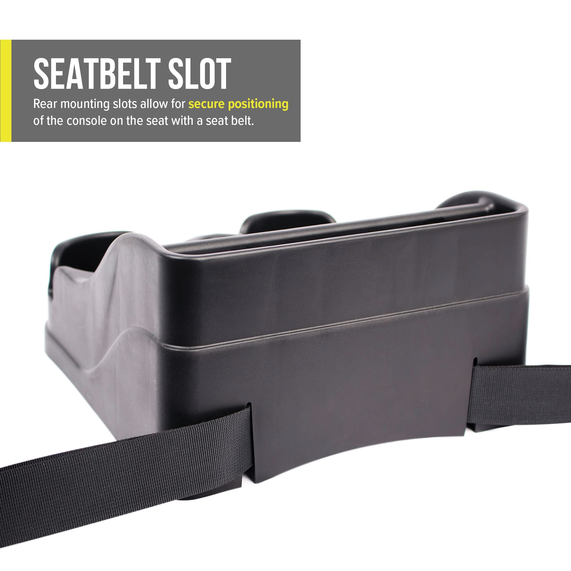 Moblorg Small Black Center Console Organizer for Cars, Trucks, Minivans & SUVs - Recycled Plastic, Cup Holders, Made in USA