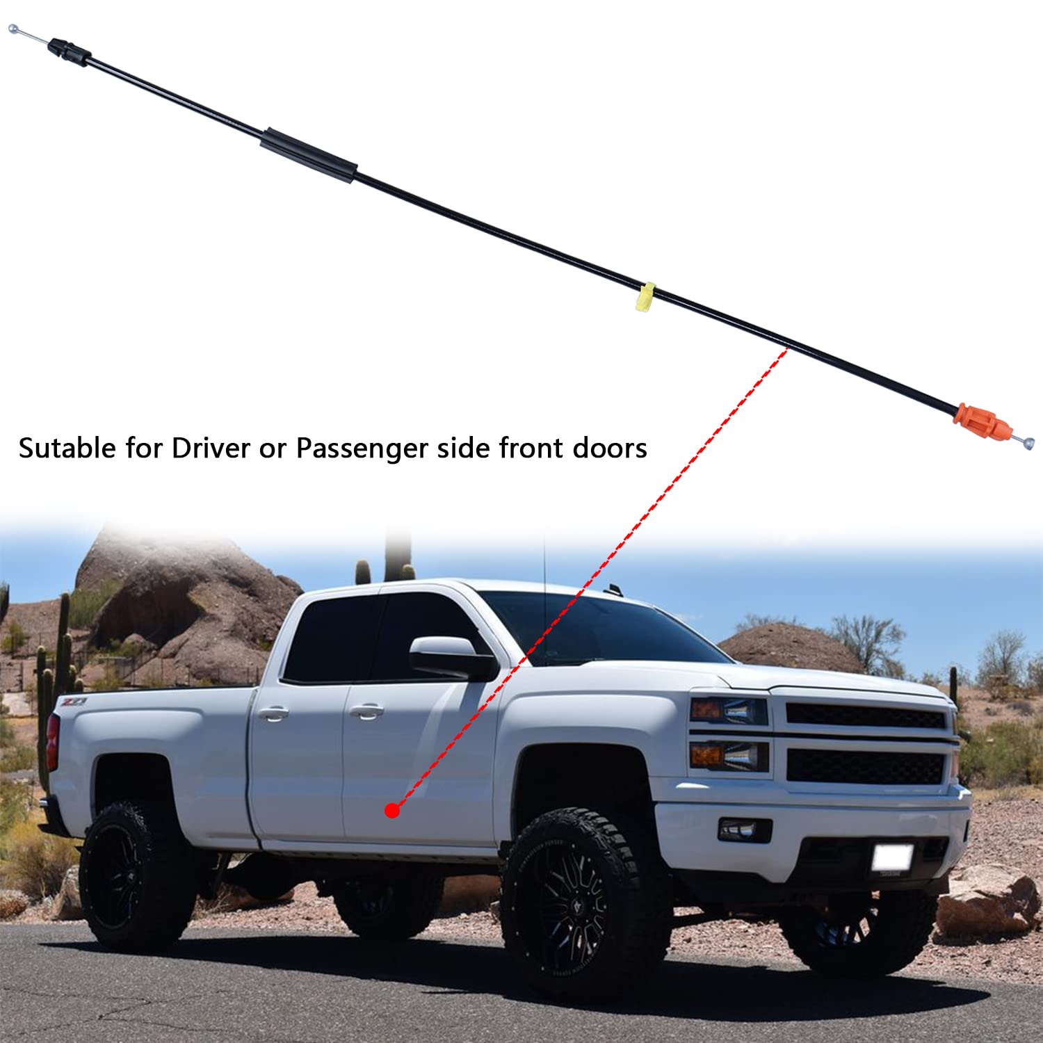 Door Cable Latch Kit Compatible with 2007-2014 Chevy Silverado Tahoe Yukon Sierra Escalade, 31'' Driver/Passenger Side Front Doo