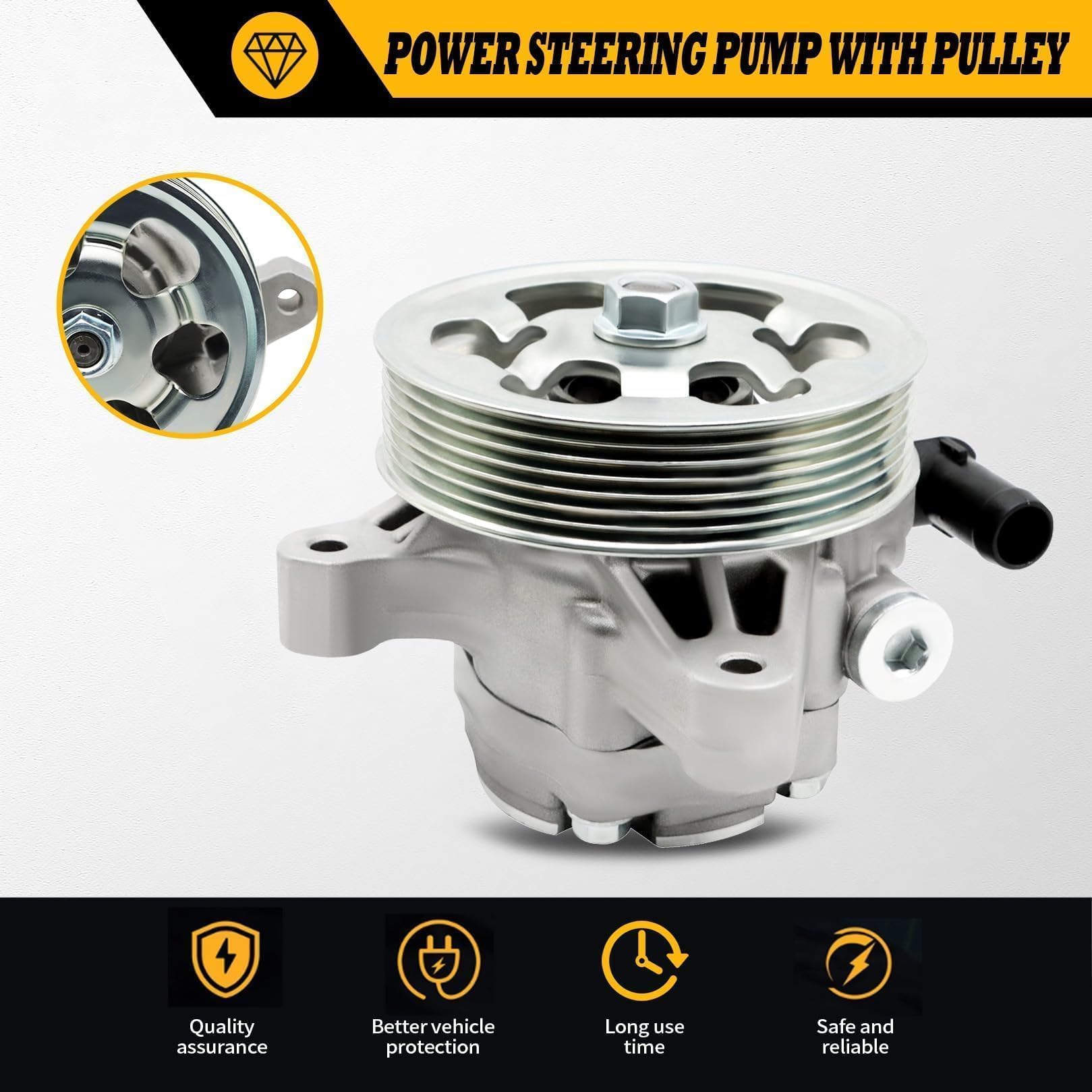 Jecoupoon 21-5341 Power Steering Pump Compatible with Accord 2003 2004 2005 2006 2007 2.4L with Pulley 96-5341 56110RAAA01