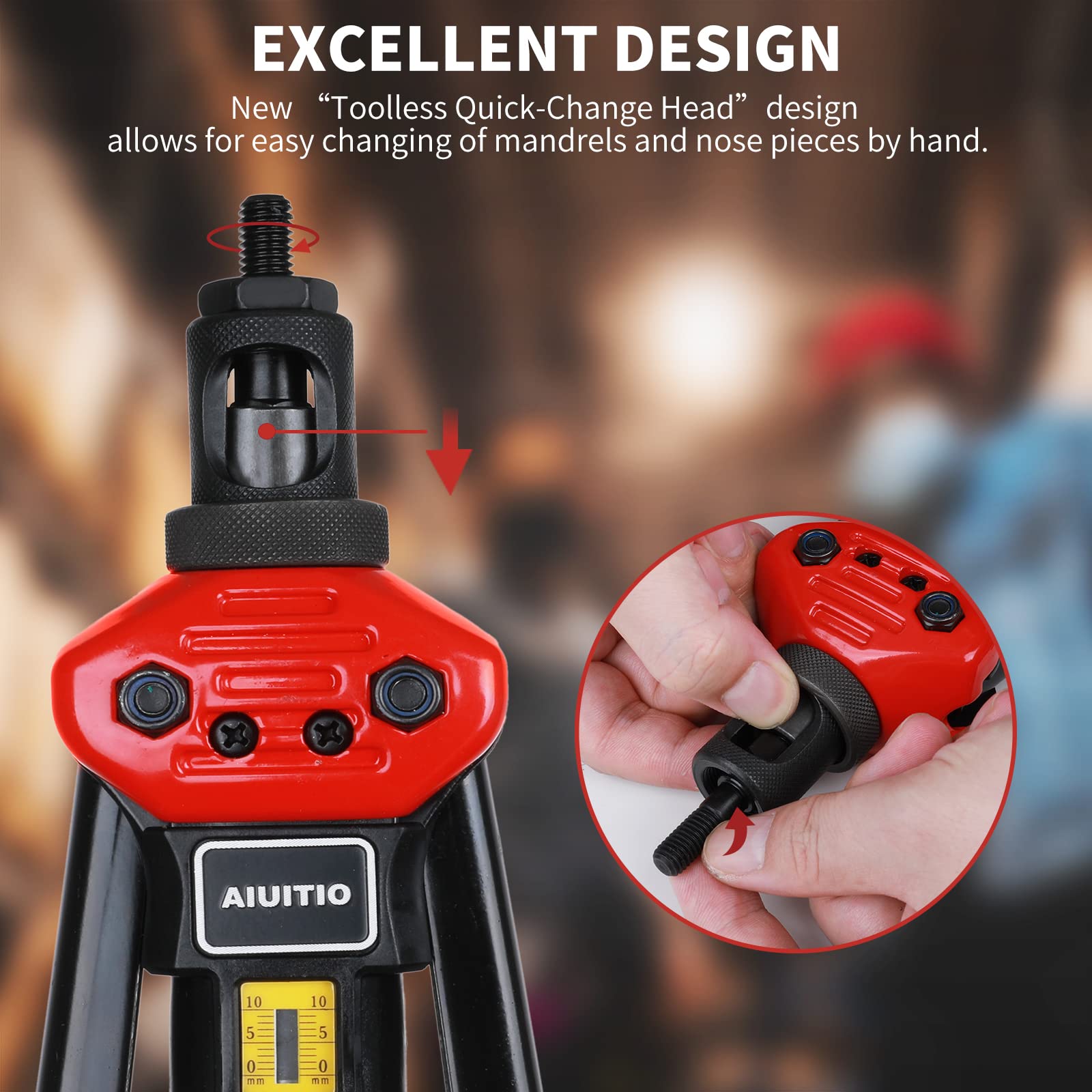 Aiuitio 16 Rivet Nut Tool, Rivnut Tool Kit With 13 Metric And Sae Mandrels, Nutsert Rivet Tool Set With 200Pcs Rivnuts, Threaded Insert Hand Riveter With Rugged Carrying Case