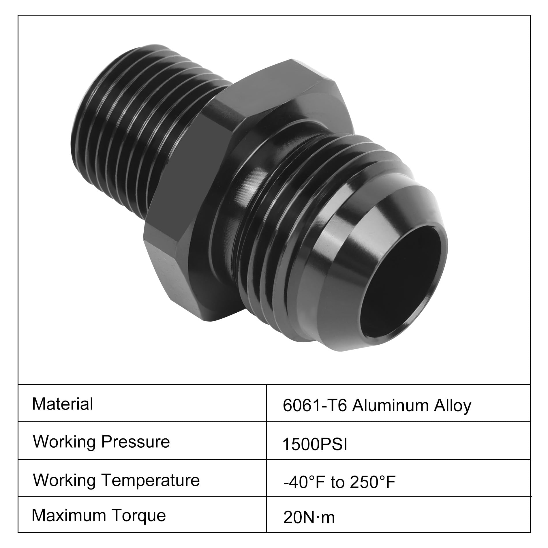 Evil Energy 12An Male Flare To 1/2'' Npt Fitting Adapter Straight Aluminum Black