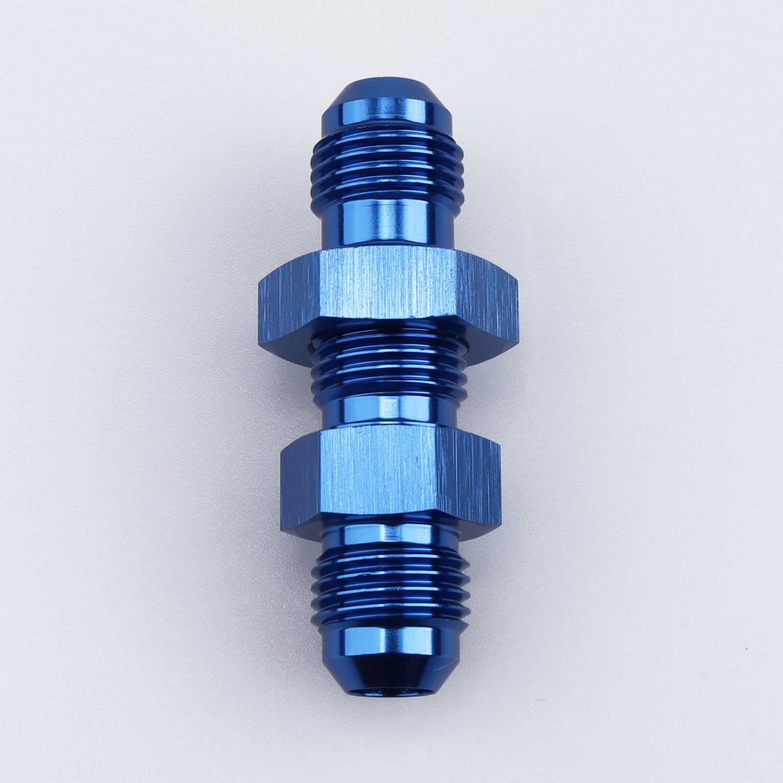 AC PERFORMANCE -6 AN Male Flare Straight Bulkhead Fitting Adapter Aluminum Blue with AN6 Nut