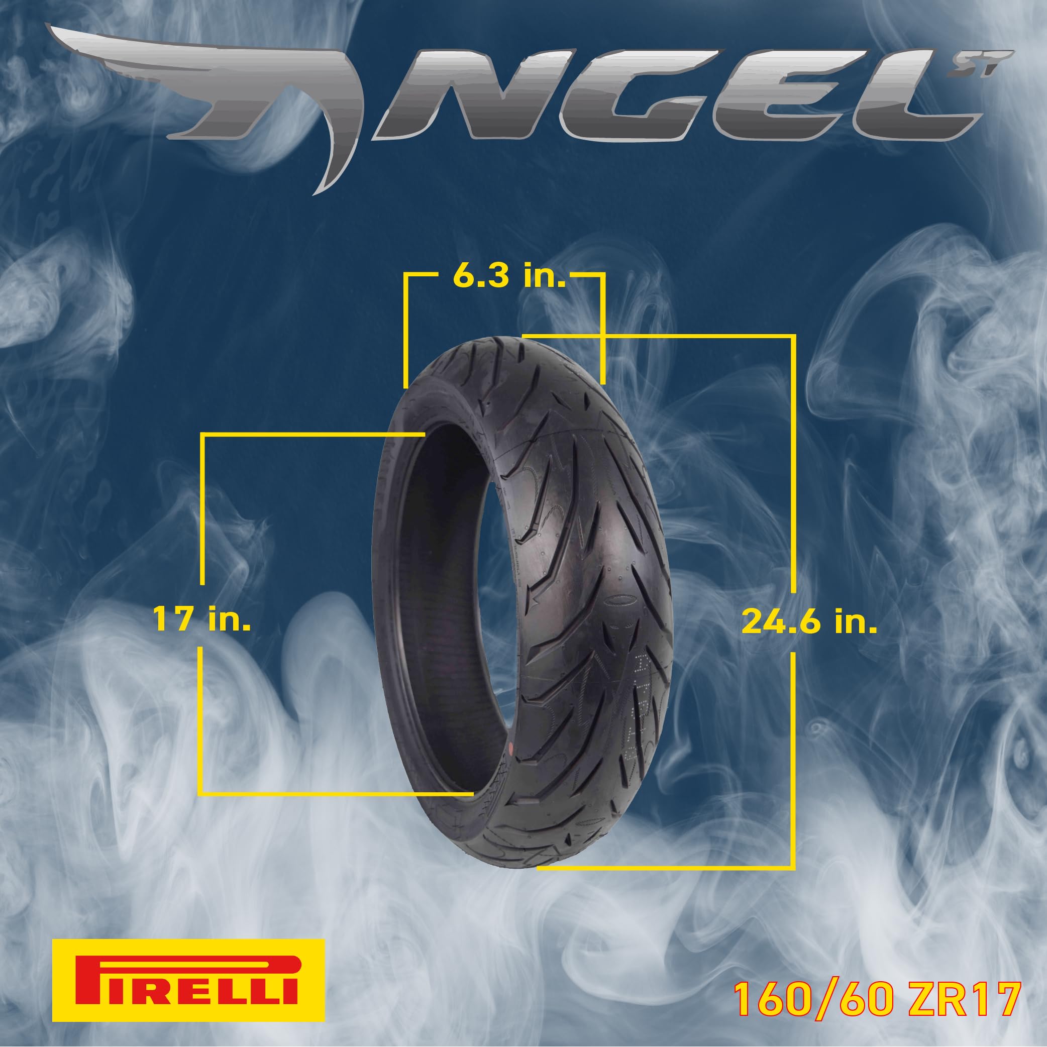 Pirelli Angel St Front 120/70Zr17 & Rear 160/60Zr17 Sport Touring Motorcycle Tires - 120/70-17 160/60-17 Two Pack
