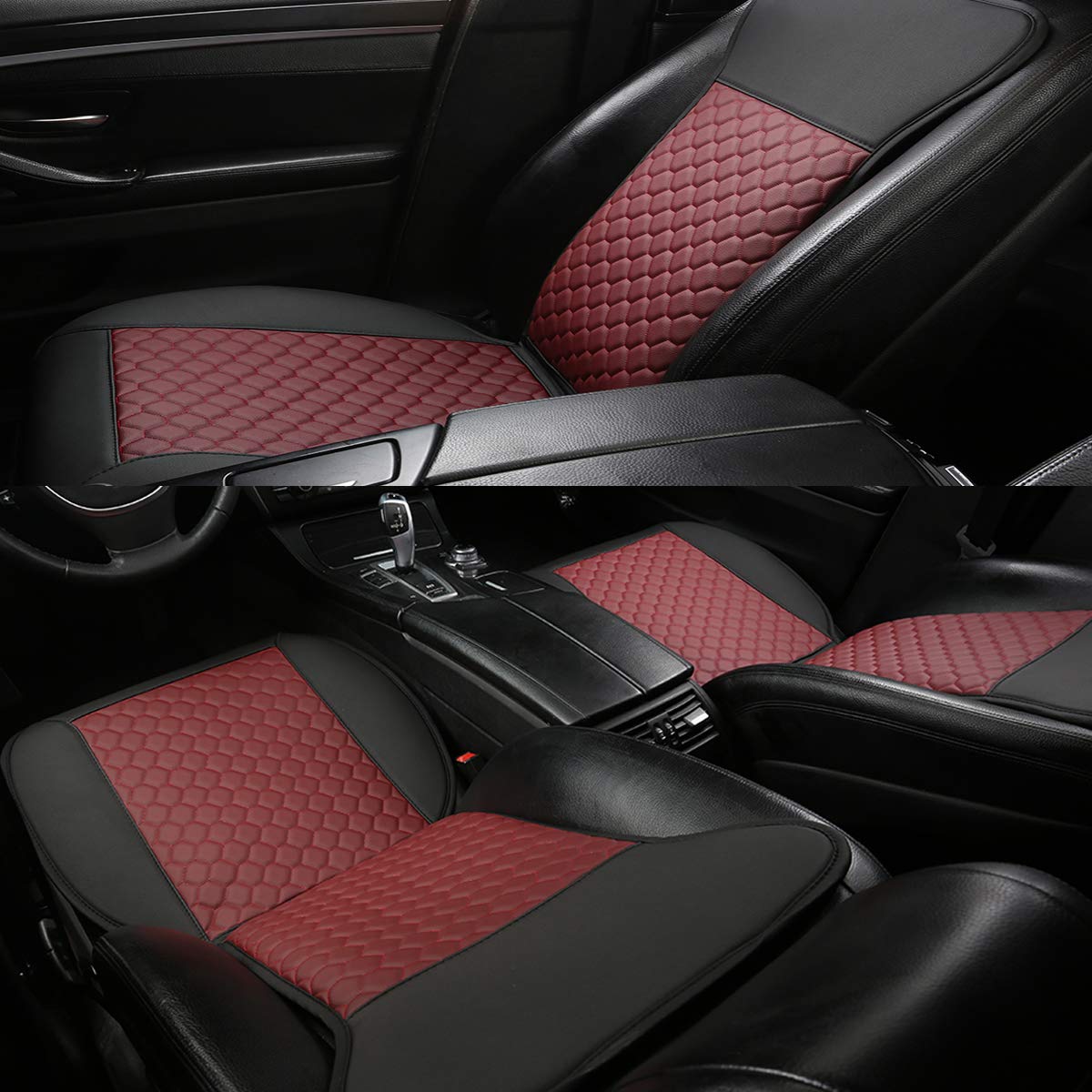 Black Panther 1 Pair Car Seat Covers,Breathable Universal Pu Front Car Seat Protectors,Non-Wrapped Bottom With Backrest (Black+B