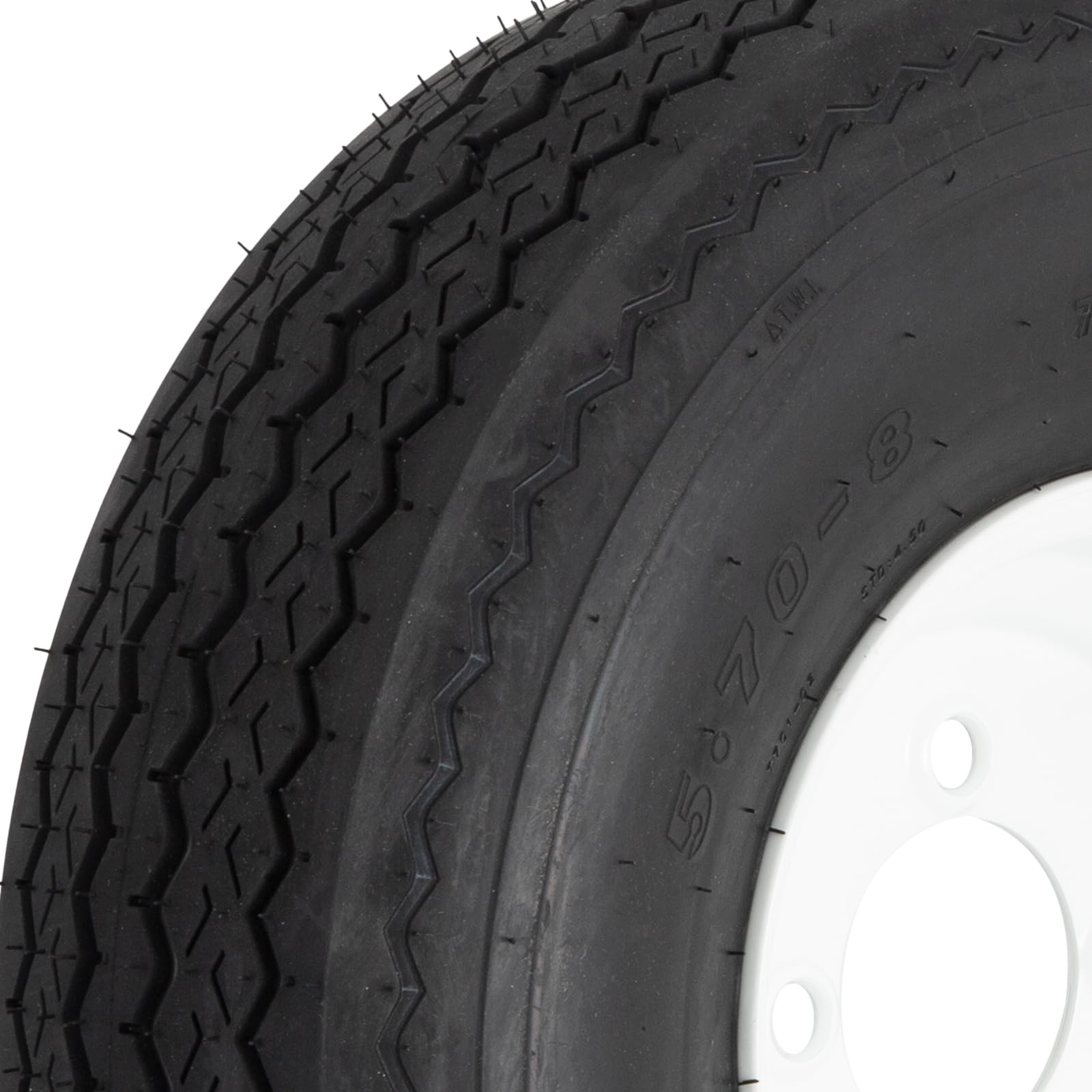 YUANXING Trailer Tires on Rim 5.70-8 570X8 570-8 with 8 '' White Wheel - 4 Lug on 4 '' - Load Range C