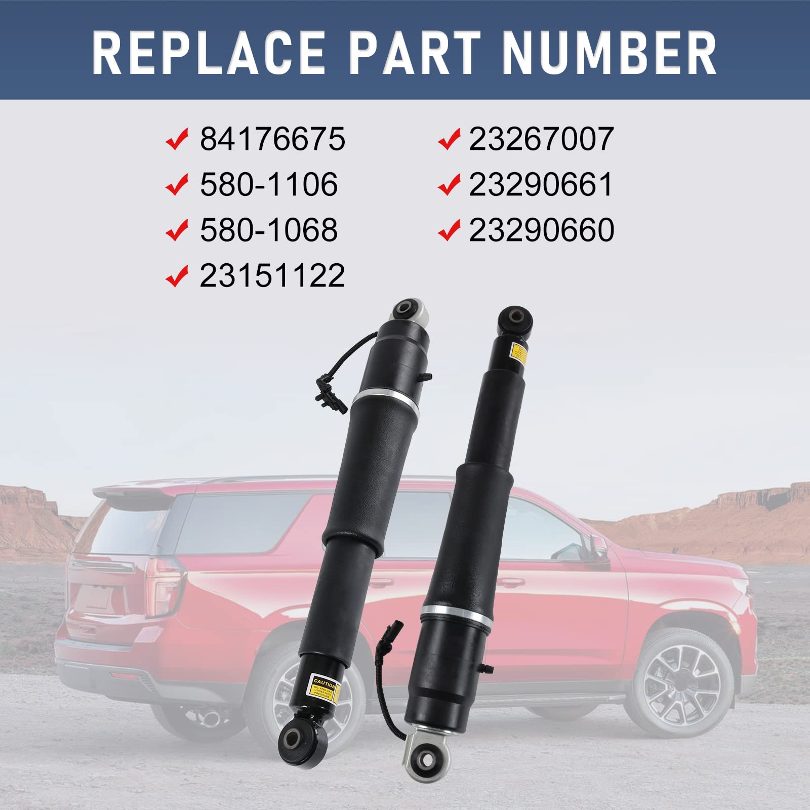 DICMIC Rear Air Strut Shock Absorber Compatible with 2015-2020 Cadillac Escalade ESV Chevrolet Suburban Tahoe GMC Yukon XL Repla