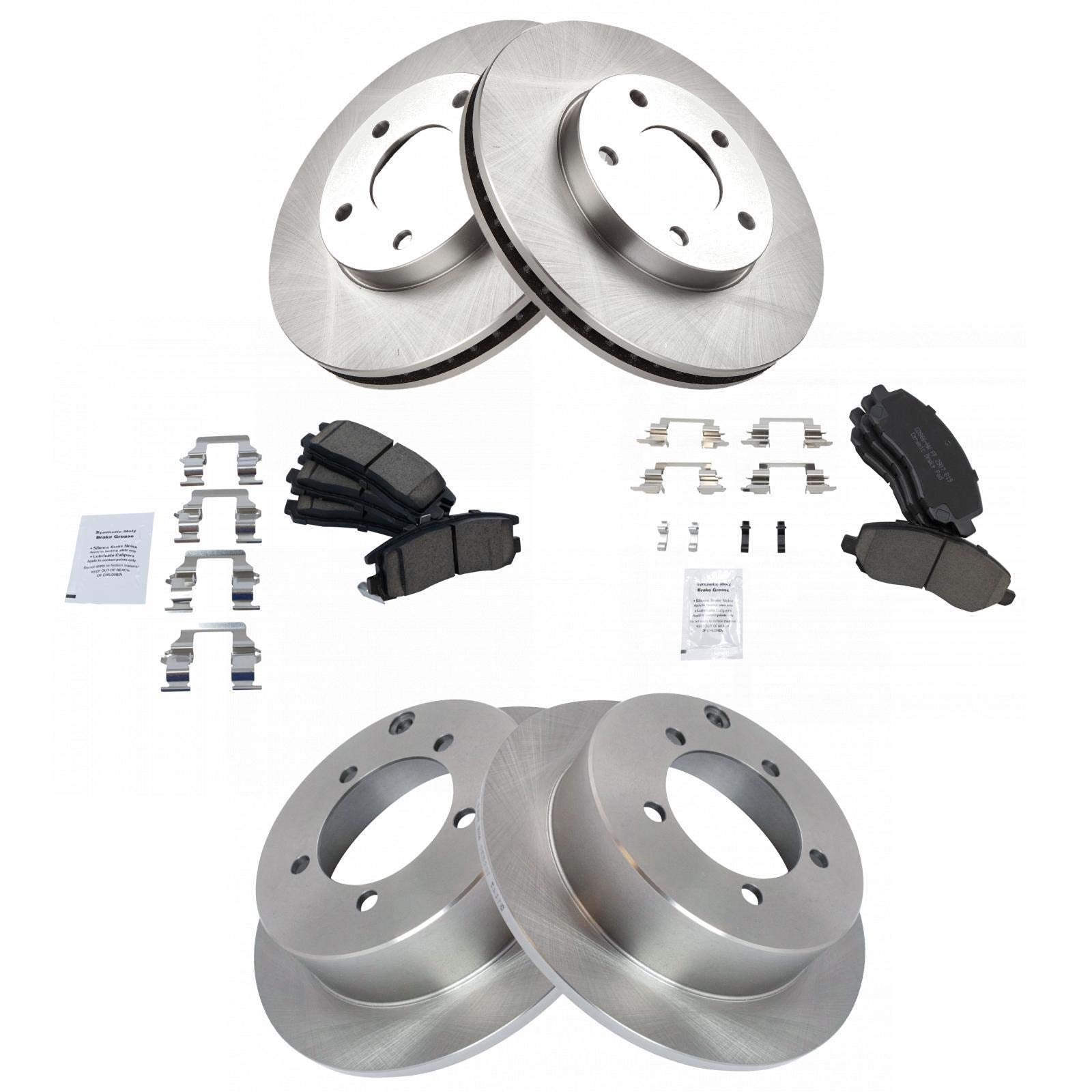 Trq Front And Rear Brake Pad & Rotor Kit Brake Pads Brake Rotor Ceramic Compatible With 2001-2005 Chrysler Sebring Dodge Stratus