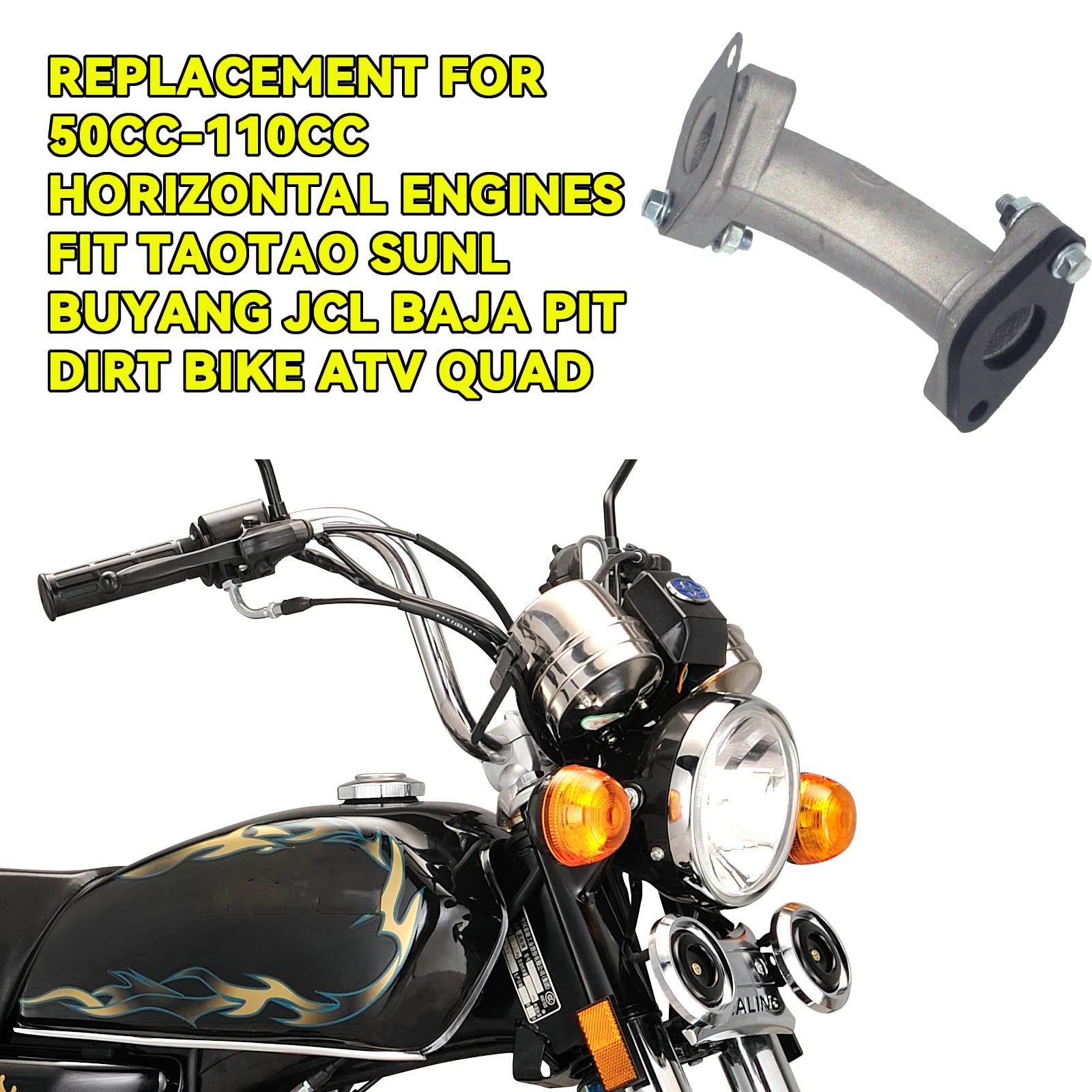 22Mm Intake Manifold Pipe Replacement 50Cc 70Cc 90Cc 110Cc Engine Taotao Atv Dirt Bike Go Kart Cqspmoto