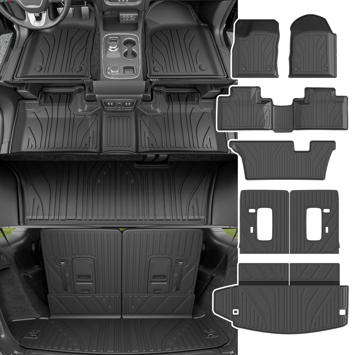 powoq Floor Mat Compatible with 2016-2025 Dodge Durango 7 Seats Trunk Liner 3rd Backrest Mat Replacement for 2016-2025 Dodge Dur
