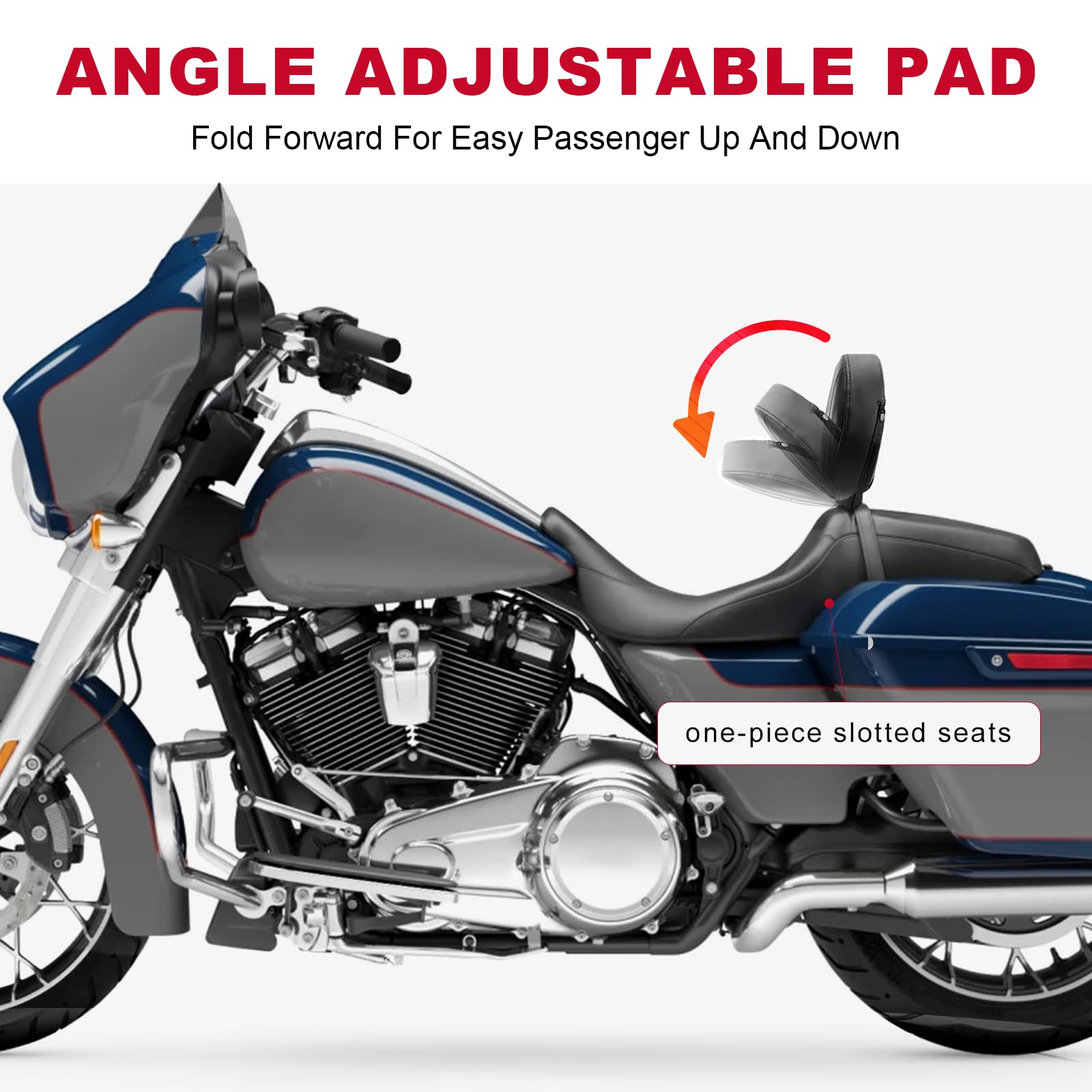 kekykm Detachable Driver Rider Backrest for 2009-2024 Harley Davidson Touring Street Glide Road King Road Glide Ultra Limited Qu