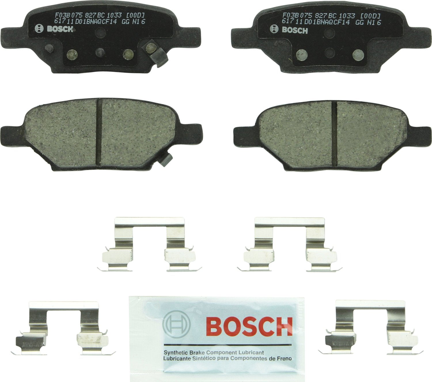 Bosch Bc1033 Quietcast Premium Ceramic Disc Brake Pad Set - Compatible With Select Chevrolet Cobalt, Hhr, Malibu; Pontiac G5, G6