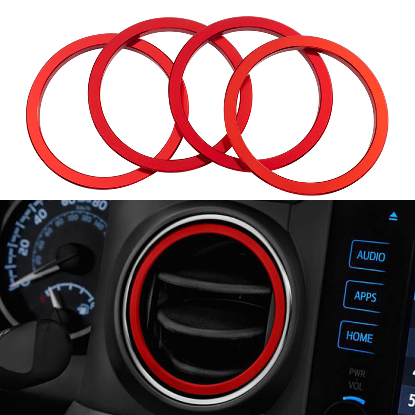 Jdmcar Compatible With Toyota Tacoma Accessories 2016-2022 2023 Premium Aluminum Alloy A/C Vent Ring Inner Trim Decoration Cover