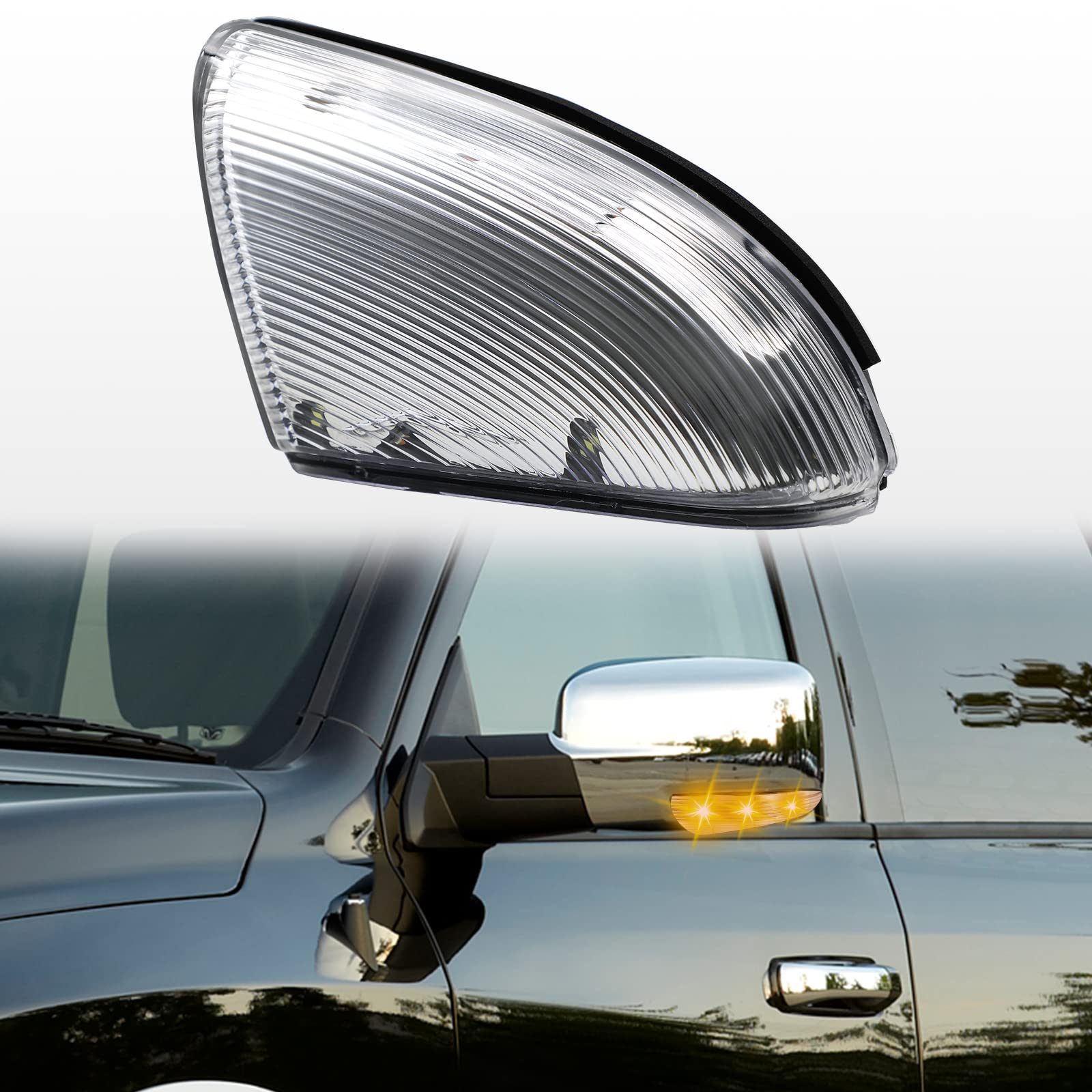 Front Mirror Turn Signal Puddle Light Compatible with Dodge Ram 1500 2009-2018,Side Marker LED Light Lamp Assembly for Ram 2500 
