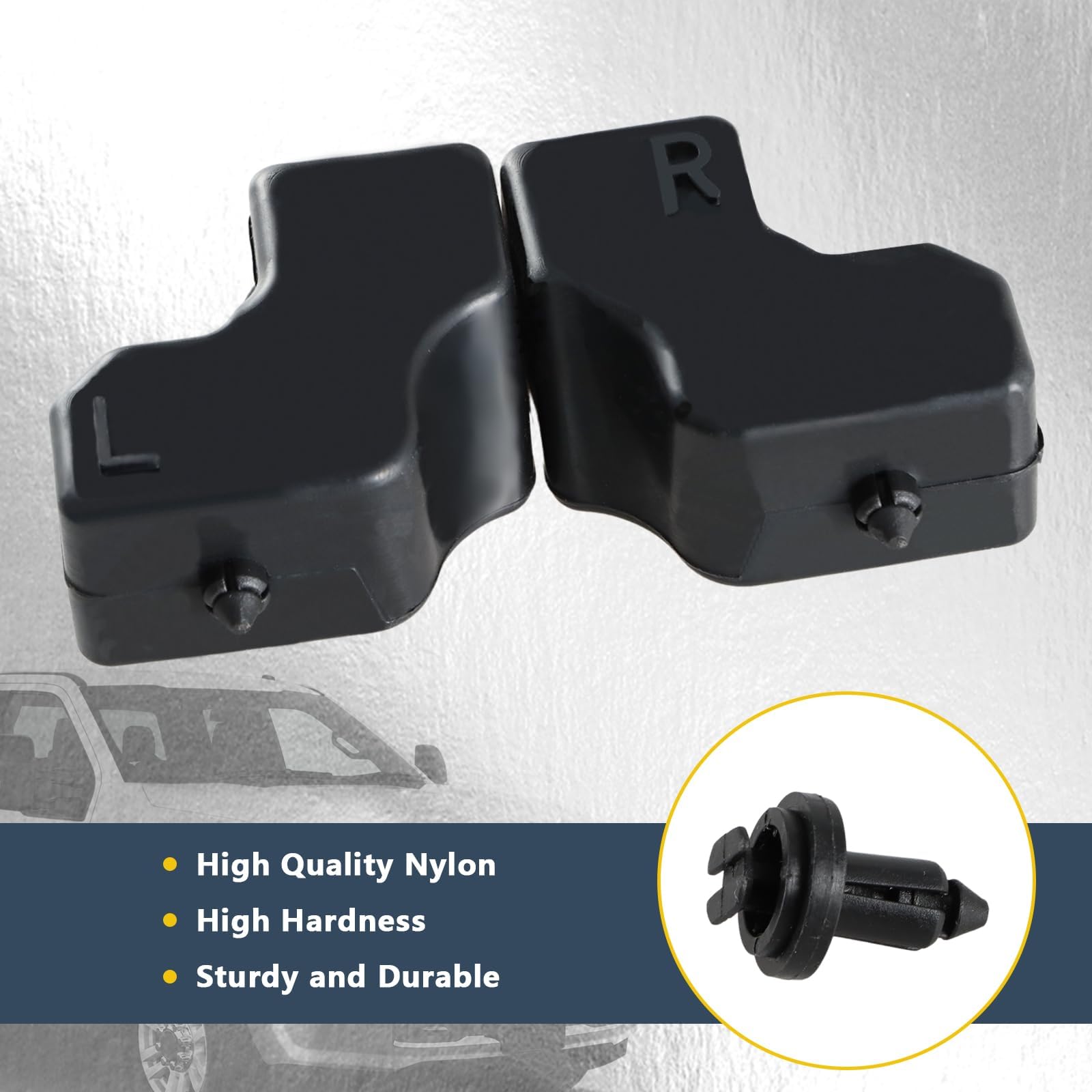 FUSCH Tailgate Upper Rubber Bushing Bumper with 3 Bumper Clips, Tailgate Top Rubber Cushion LH, RH Compatible with F-250 F-350 F