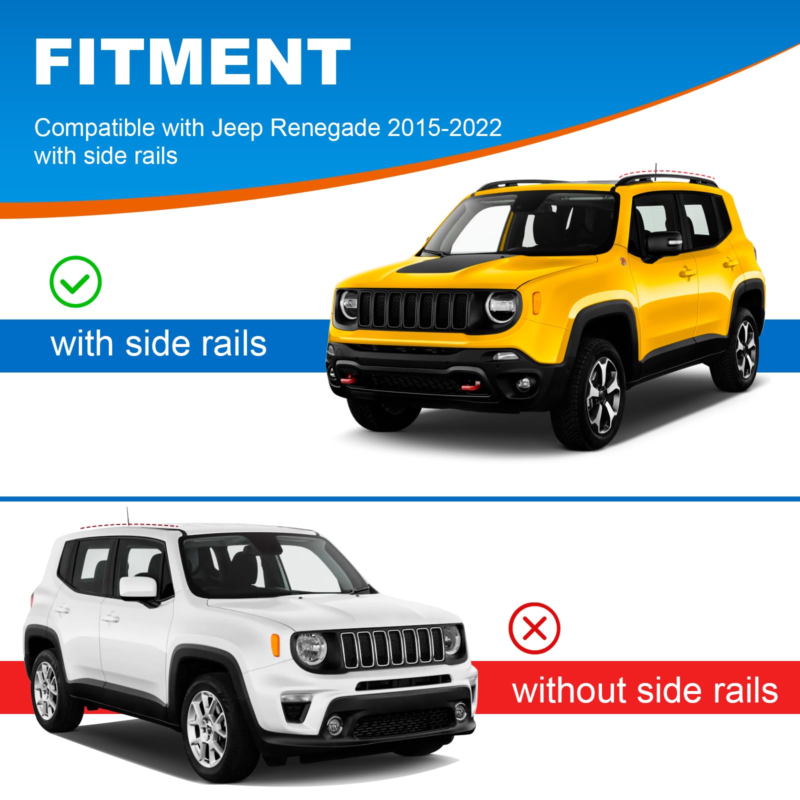 Fengyu Roof Rack Cross Bars Compatible With Jeep Renegade 2015-2024, Aluminum Roof Rails Crossbars Rooftop Luggage Rack Cargo Sk