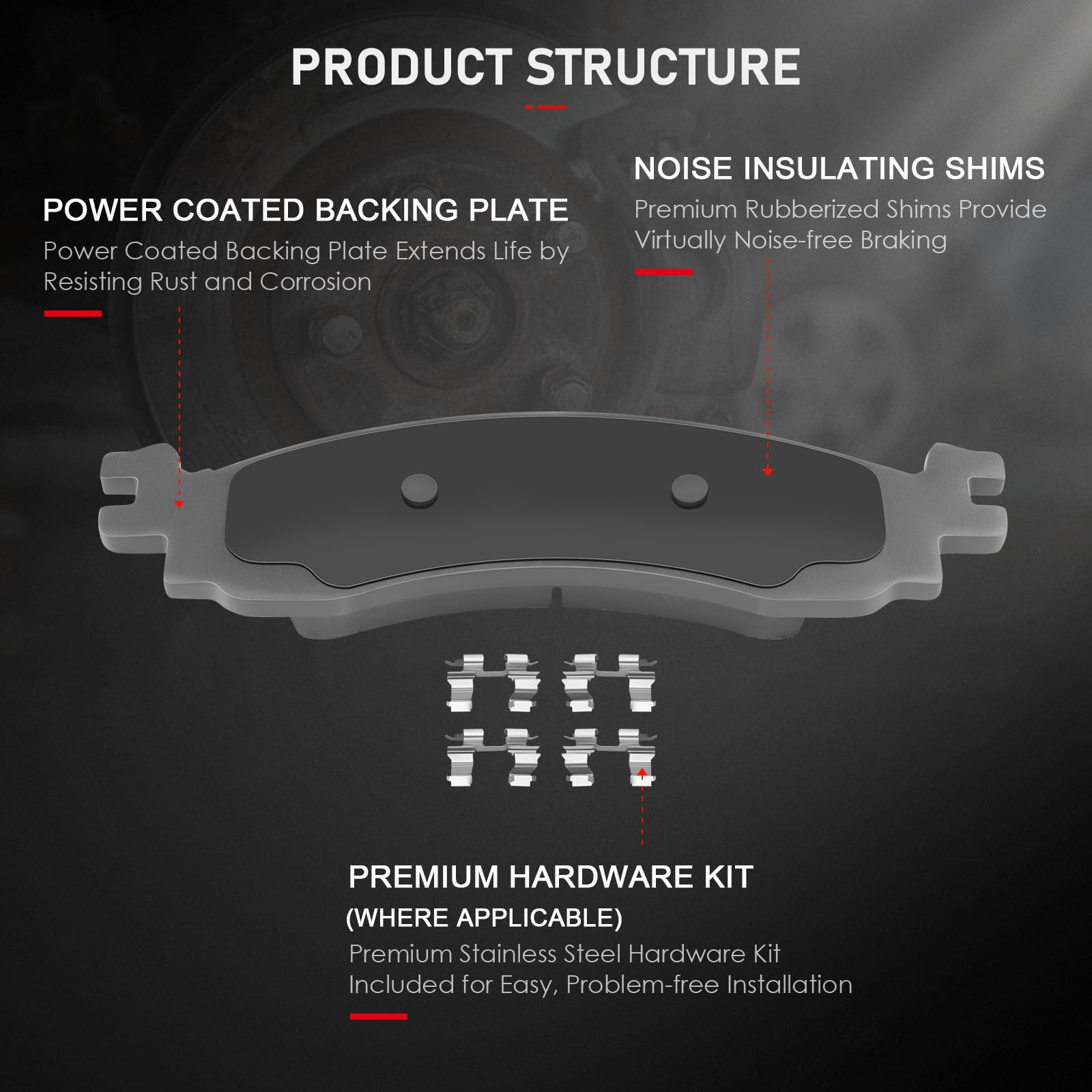 Cciyu D1158 D1109 Front Rear Ceramic Brake Pads Kits 8Pcs Fit For 2006-2010 For Ford Explorer,2007-2010 For Ford Explorer Sport