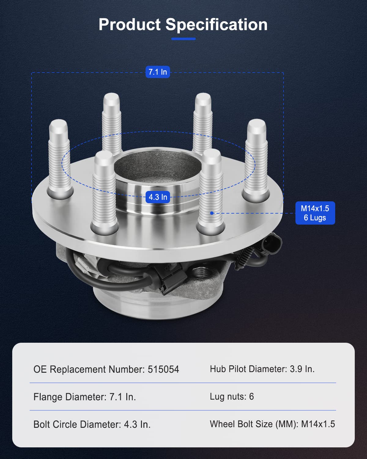 ECCPP 2pcs Front Wheel Hub Bearing Assembly for Chevy Express Silverado1500, GMC Savana 1500 Sierra Yukon Cadillac Escalade 6 lu