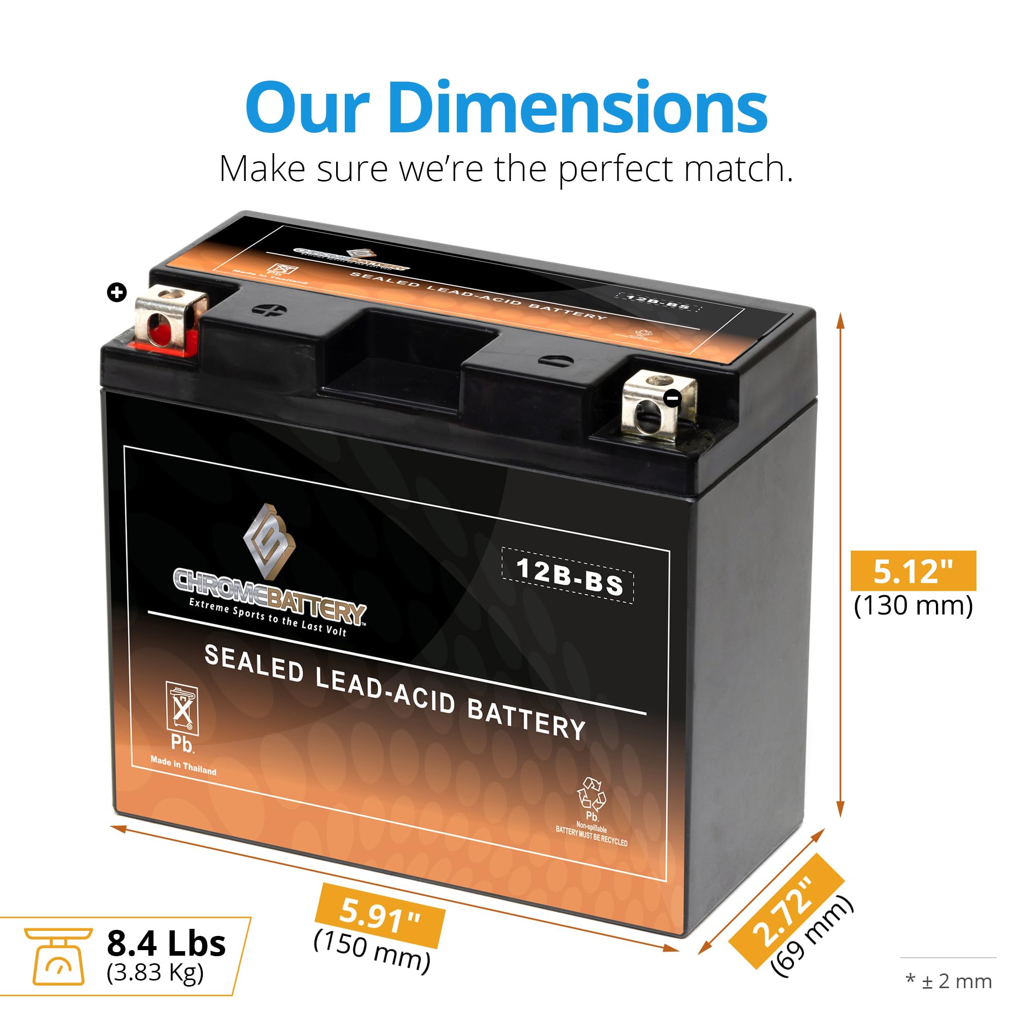 Cb Chromebattery Yt12B-Bs High Performance - Maintenance Free - Sealed Agm Motorcycle Battery