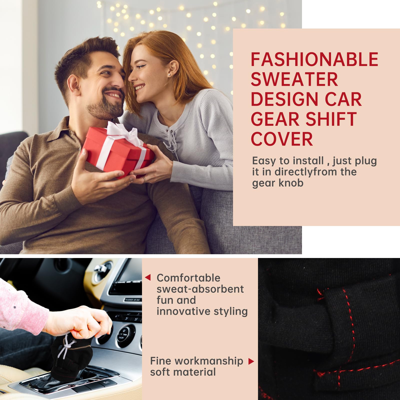 Yajeea Car Gear Shift Hoodie, Funny Mini Hoodie Car Decor, Winter Warm Universal Fit Shift Knob Cover, Automotive Interior Decor