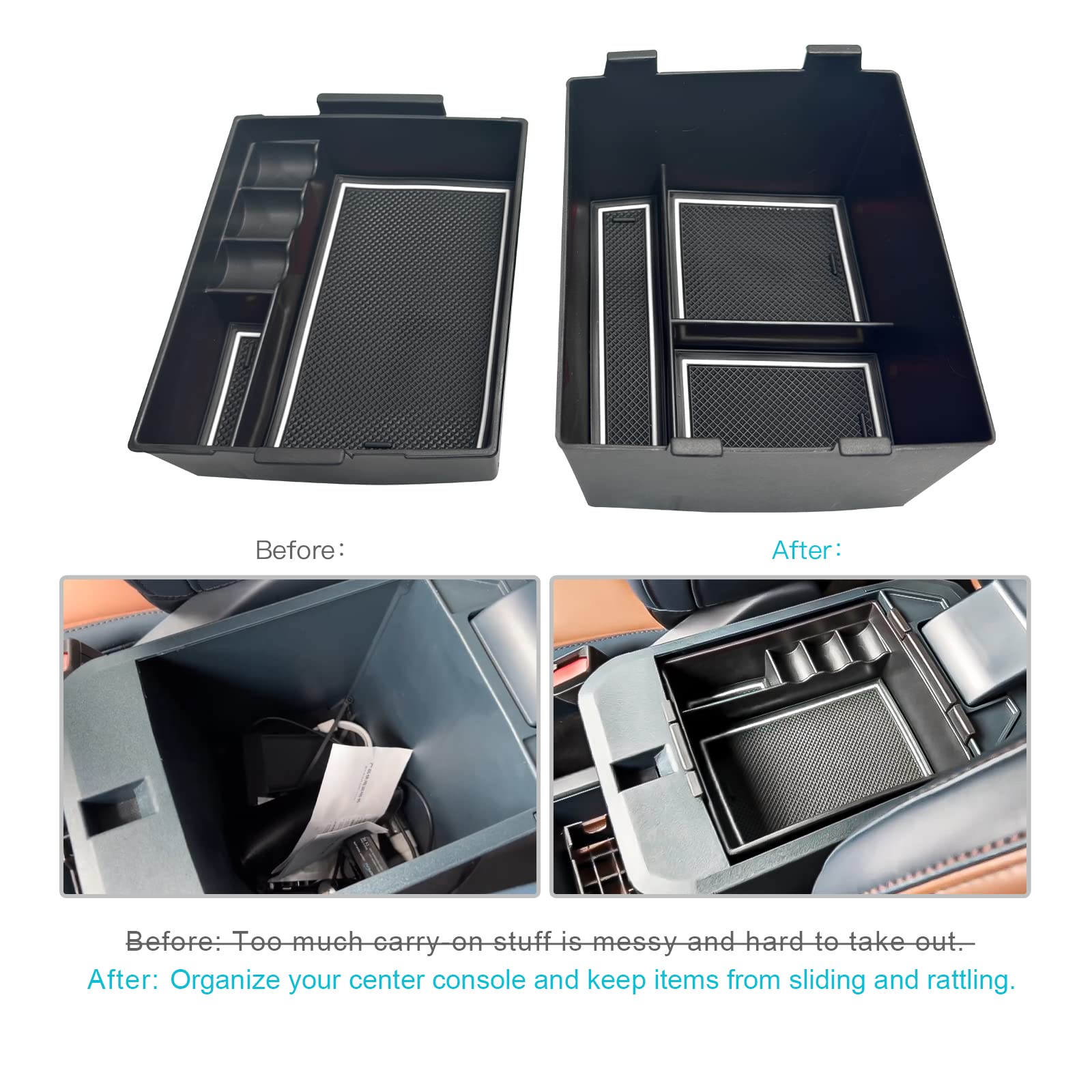 Cdefg For 2022 2023 Maverick Pickup Truck Center Console Organizer Tray 2022 Fo*Rd Maverick Armrest Trays Storage Box Coin Container 2022 2023 Maverick Truck Interior Accessories, 2-Pack (White Trim)