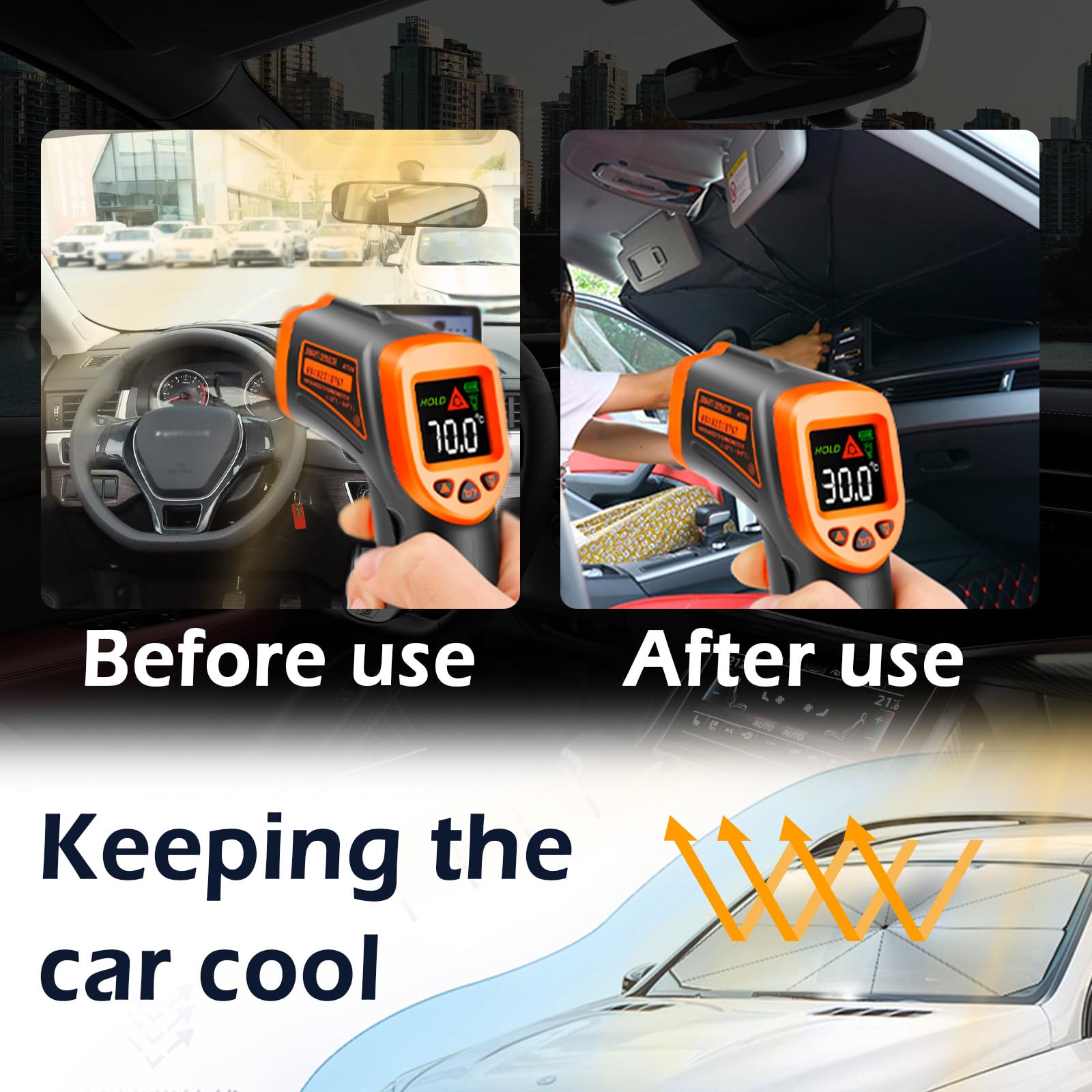 55.12x30.71 Car Windshield Sun Shade Umbrella,Thickened Windshield Umbrella Sun Shade with 5 Layers Nano for Insulation,Foldable