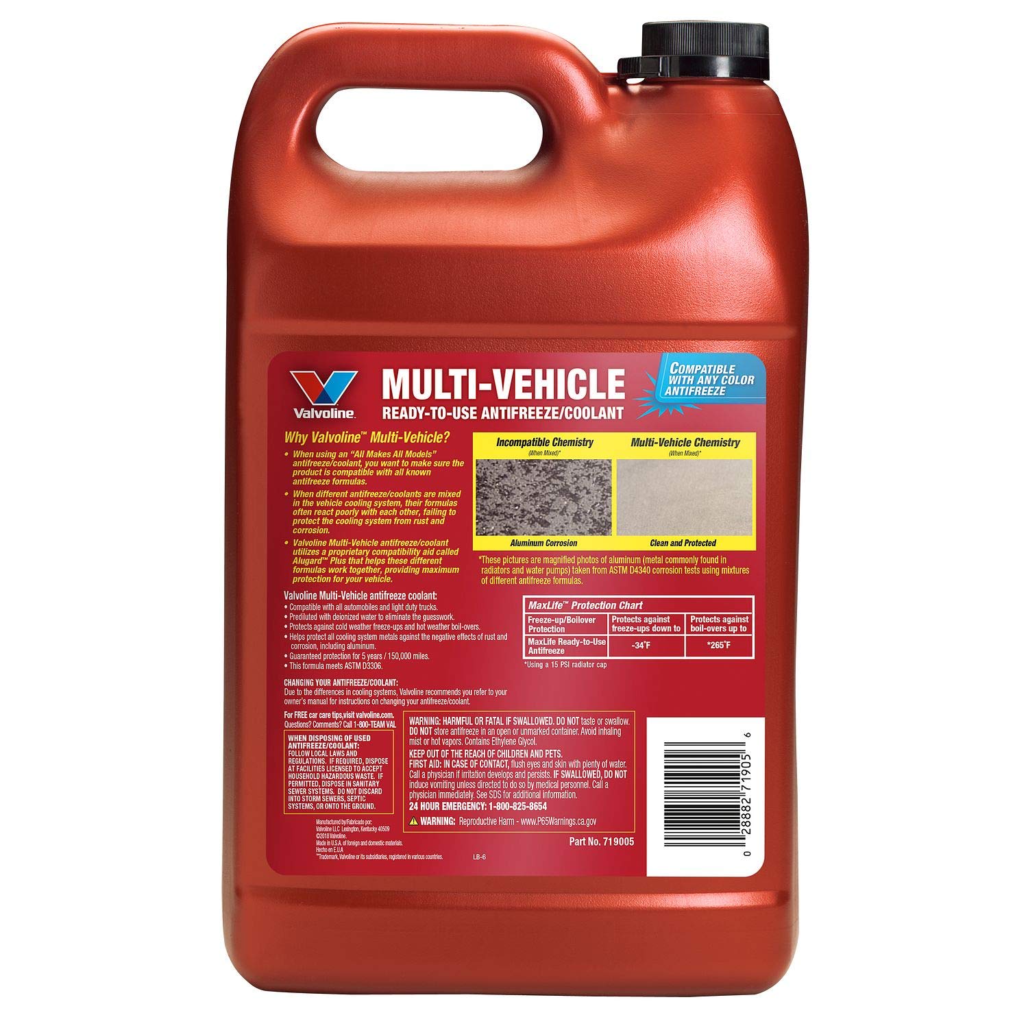 Valvoline Multi-Vehicle 50/50 Prediluted Ready-to-Use Antifreeze/Coolant 1 GA, Case of 6