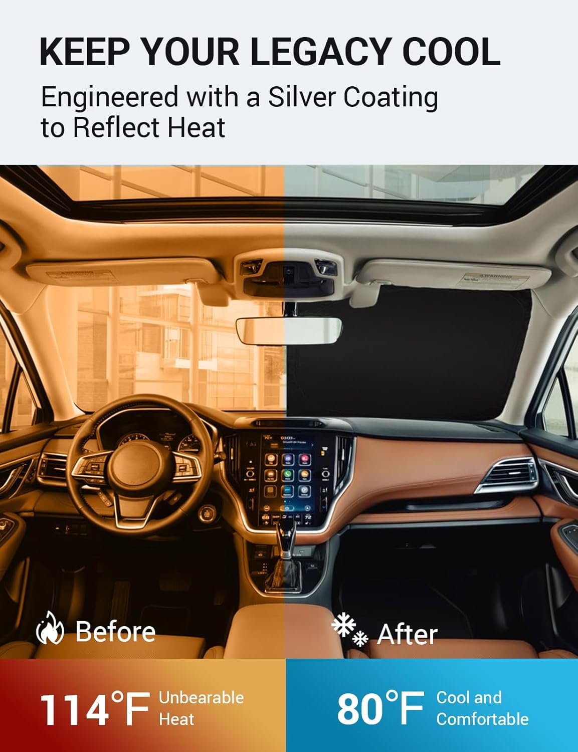 Proadsy 2025 Upgrade Windshield Sun Shade Custom Fit 2020-2023 2024 2025 Subaru Legacy Foldable Front Sunshade Protector Sun Vis