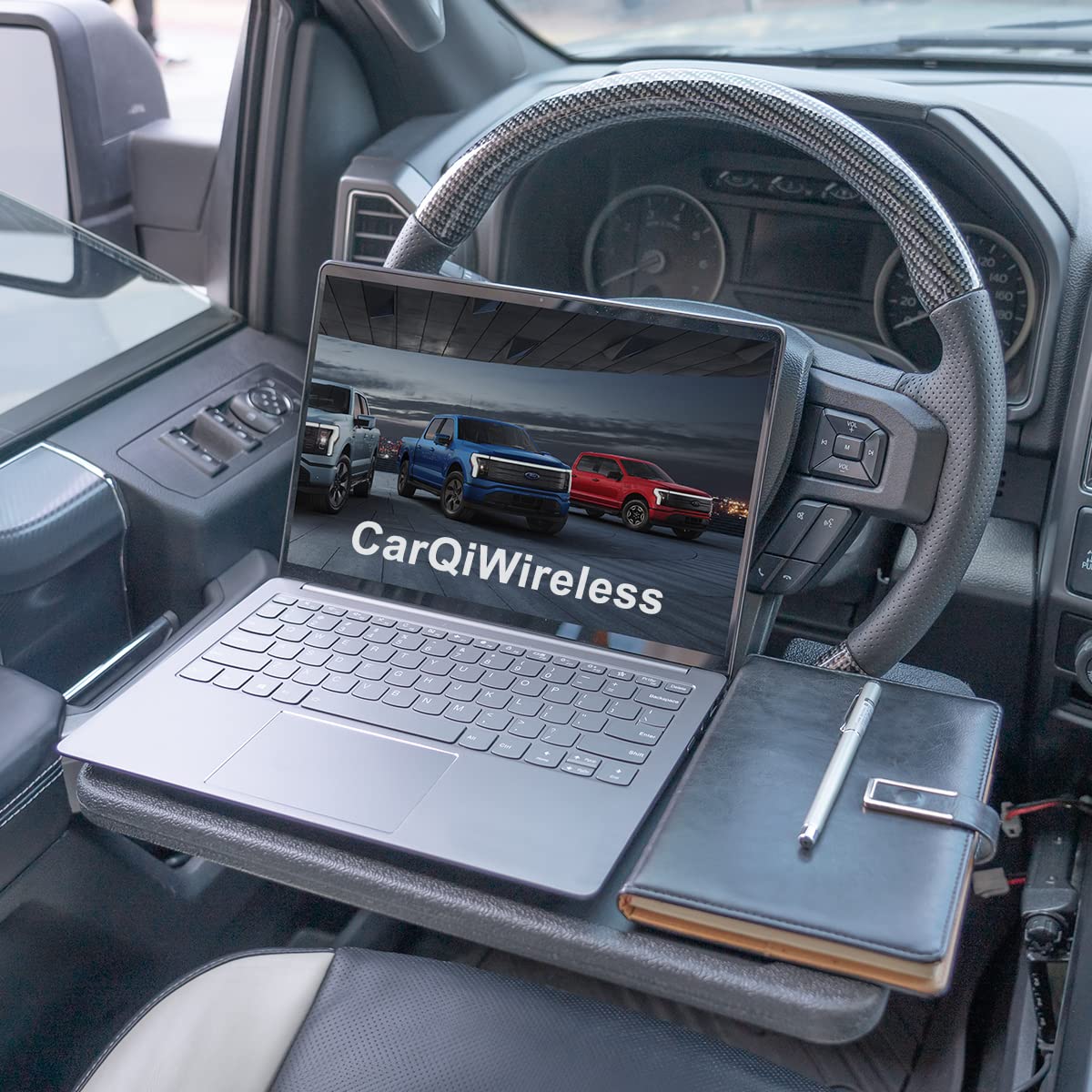CarQiWireless Auto Car Steering Wheel Tray for Ford F150 F250 F350 2004-2024 - Laptop, Tablet, iPad Travel Table Accessory