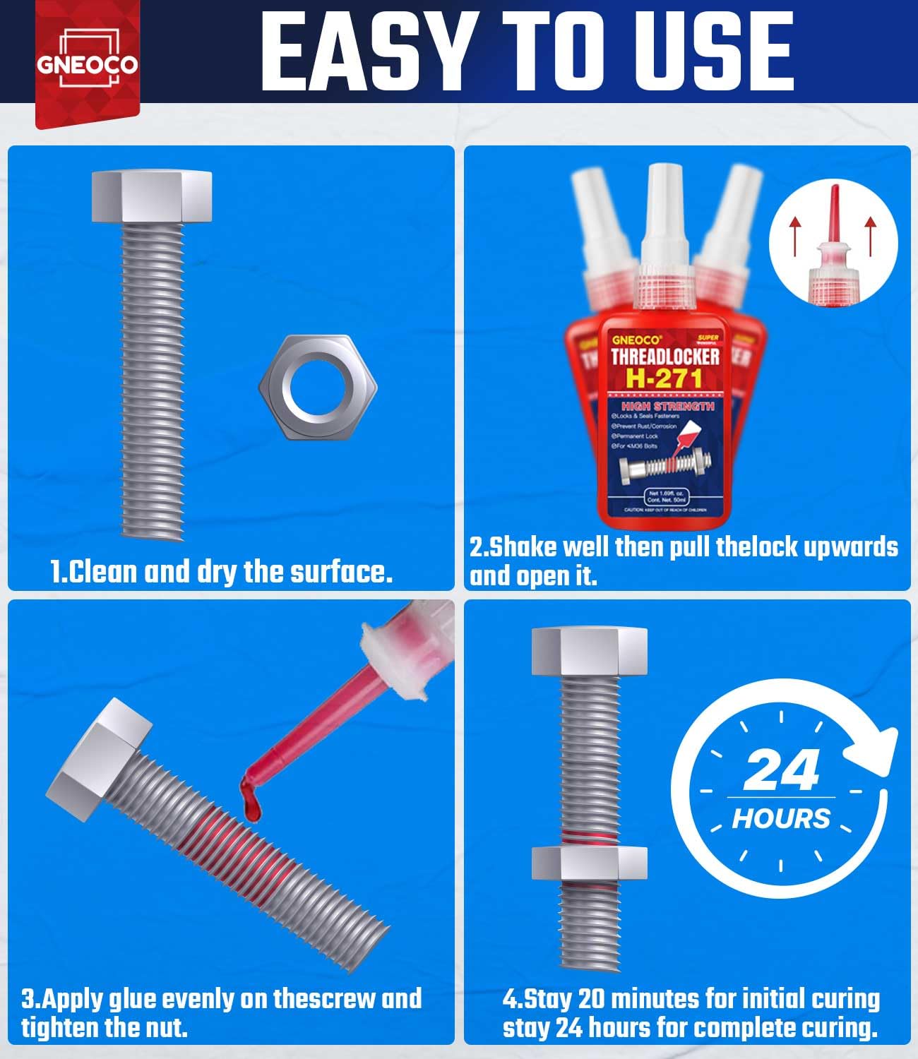 Threadlocker Red 271 1.69 Fl Oz/50 Ml, Thread Lock High Strength Lock Tight For Nuts, Bolts, Fasteners And Metals, Anaerobic Cur