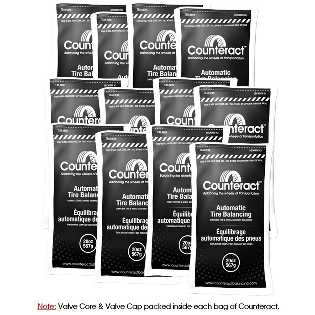 Counteract 20OZ-B12 Centrifugal Force Tire/Wheel Balancing Beads - Off-Road Vehicles, Light Duty Truck Tires, (12) 20oz Balance 