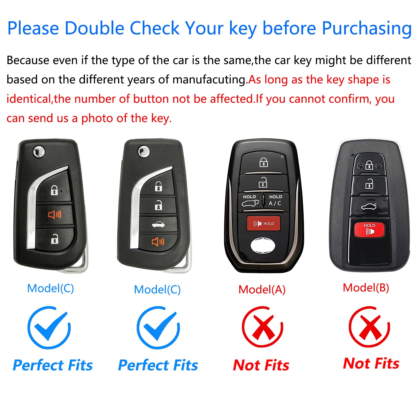 Ocezbiis For Toyota Key Fob Cover,Keychain,Zinc Alloy Protection Car Key Shell Case Compatible With Toyota Keys With Eject/Fold