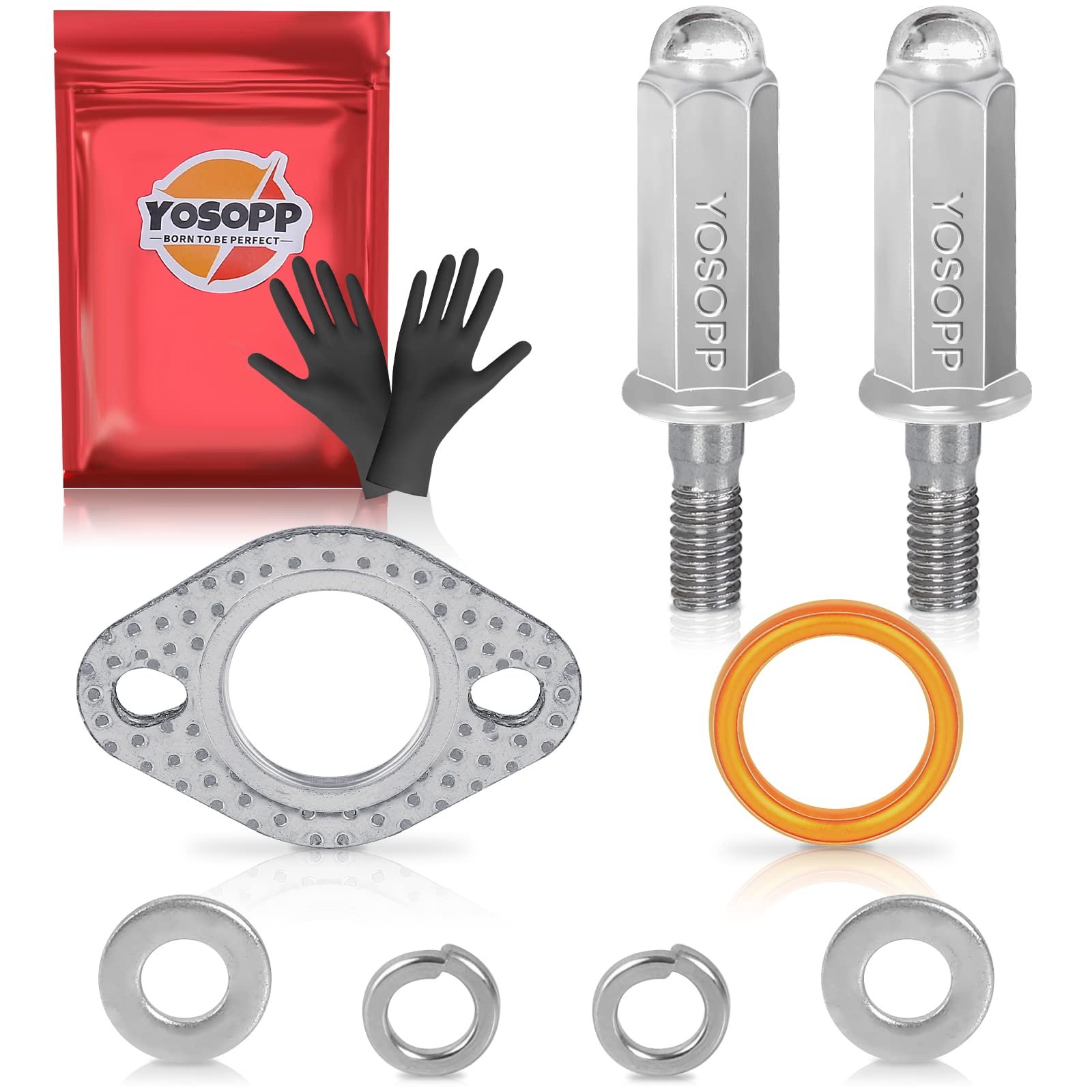 YOSOPP GY6 Exhaust Bolt Nuts Gasket for 50cc 70cc 90cc 110cc 125cc 150cc Scooters ATVs GMB139 Engine Moped Quad 4 Wheeler Dune B