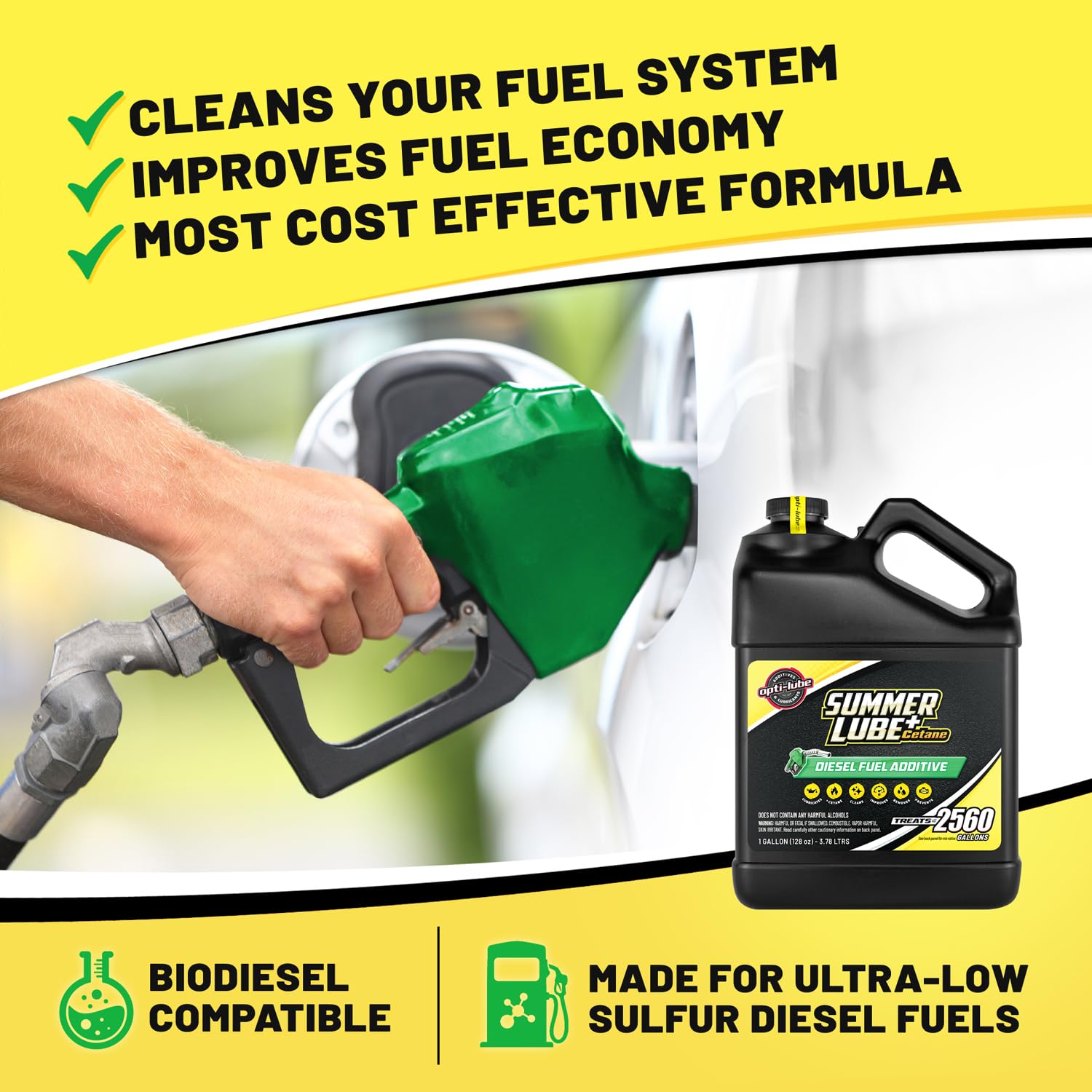 Opti-Lube Summer+ Cetane Formula Diesel Fuel Additive - 1 Gallon, Treats 2560 Gallons, Model 5864264220