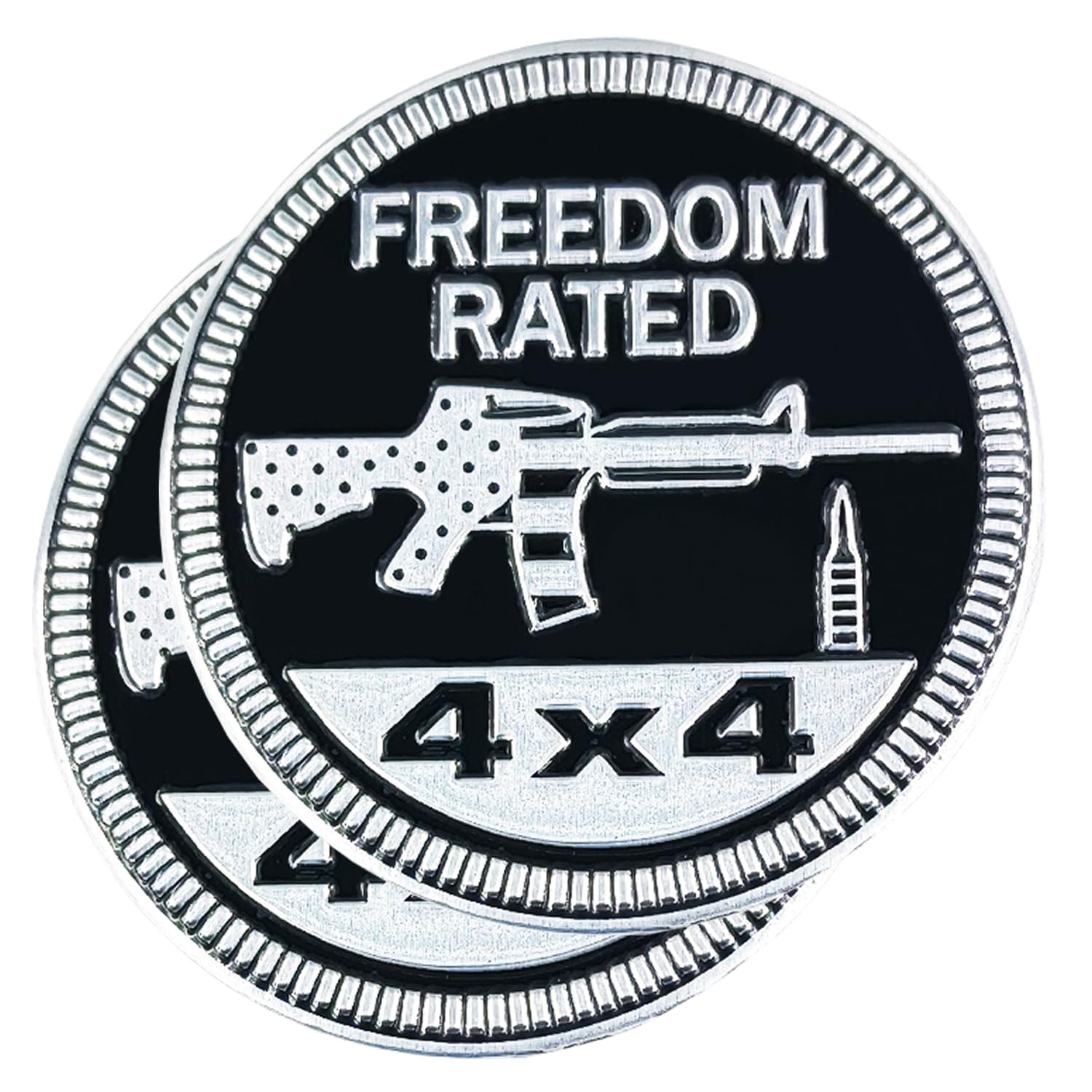 2 Pcs Freedom Badge Rated Car Emblem, 4 X 4 Metal Automotive Badge, 3D Round Metal Car Badges Emblems, Car Badge Decals Stickers