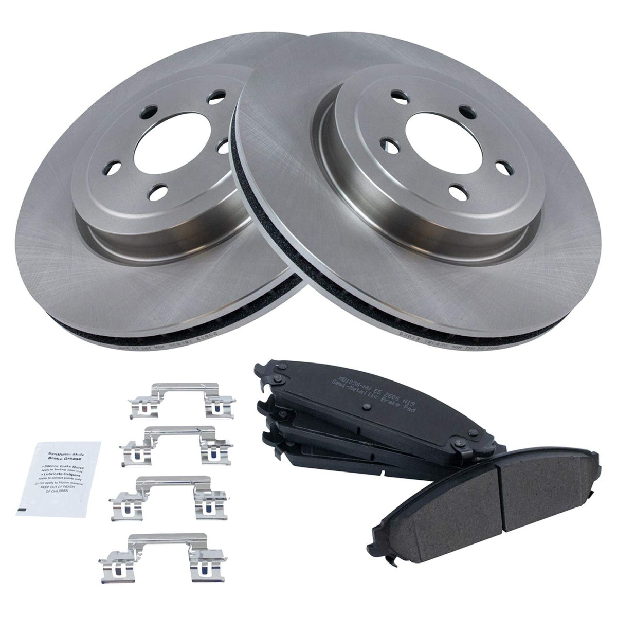Trq Front Brake Pad & Rotor Kit Brake Pads Brake Rotor Semi-Metallic Compatible With 2005-2019 Chrysler 300 2009-2019 Dodge Chal