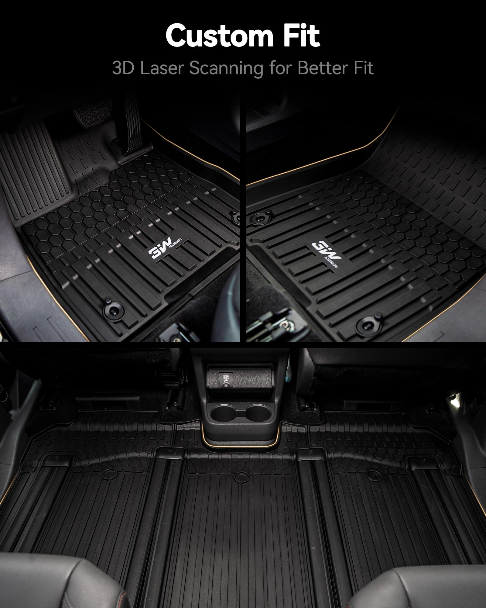 3W Floor Mats&Cargo Liner Fit Toyota Sienna 2021-2025 (Only For 8 Seat), Tpe All Weather Custom Fit Floor Liner For Sienna 1St,