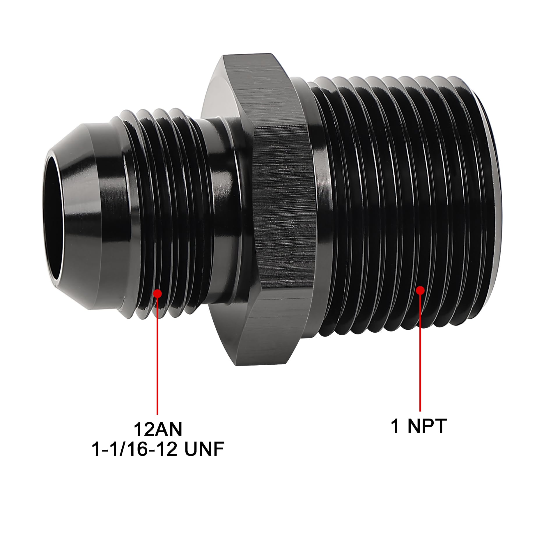 Evil Energy 12An Male Flare To 1 Npt Fitting Adapter Straight Aluminum Black