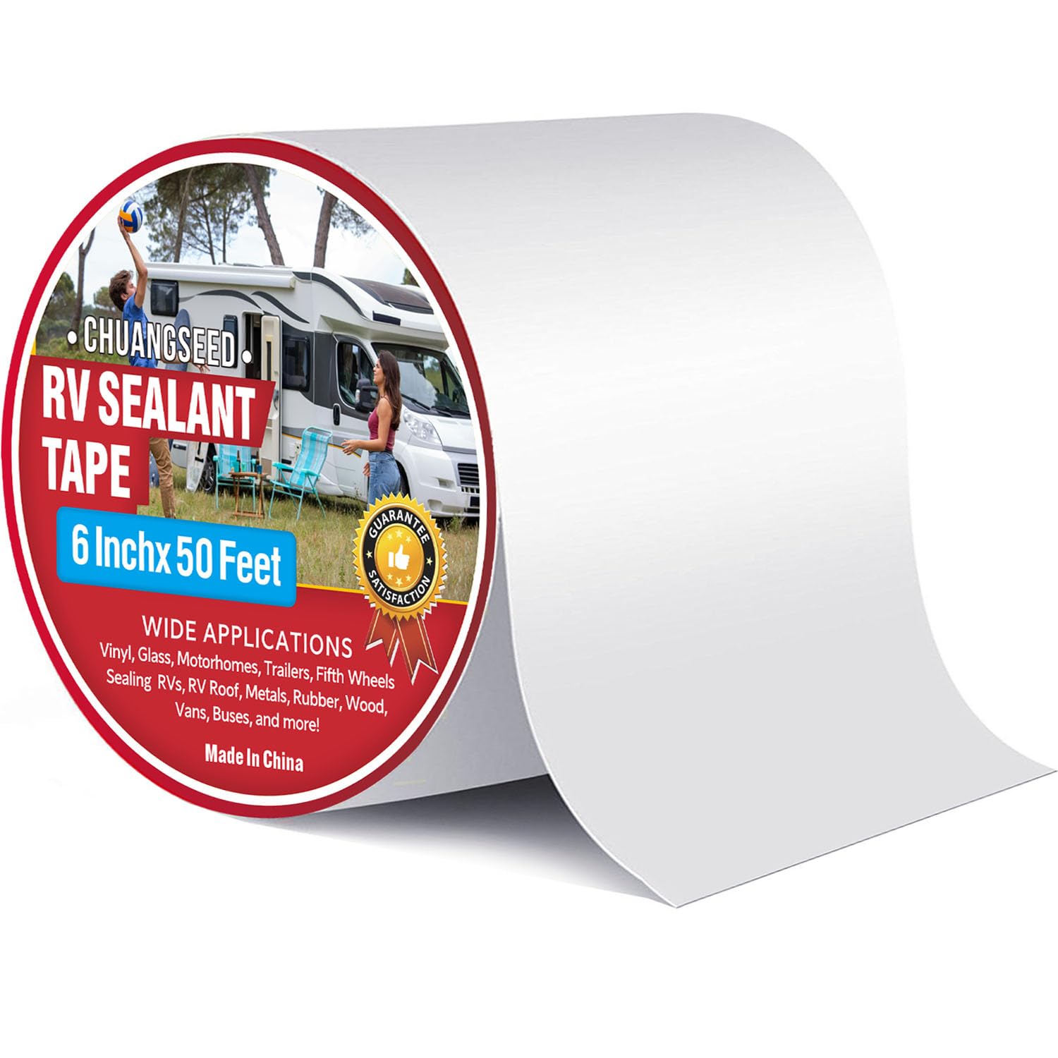 CHUANGSEED RV Roof Tape White, 6 Inch X 50 Feet, Sealant Patch Repair for Camper, Trailer, Stop Leaks, UV-Resistant, Weatherproo