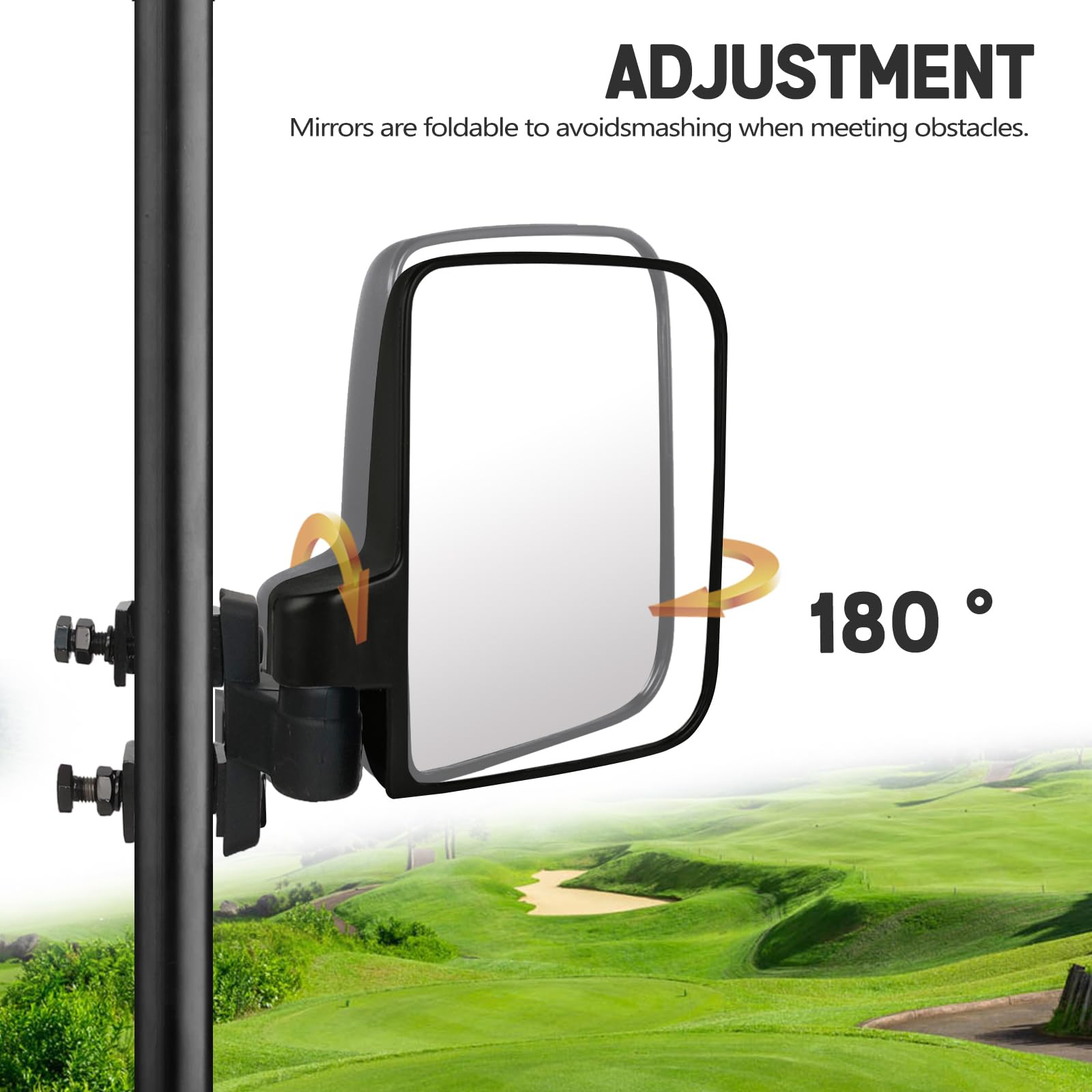 Unigt Golf Cart Side Mirrors Compatible With Club Car Ez-Go Yamaha And Others No-Drilling Needed Universal Mount To 0.75''-1.0''