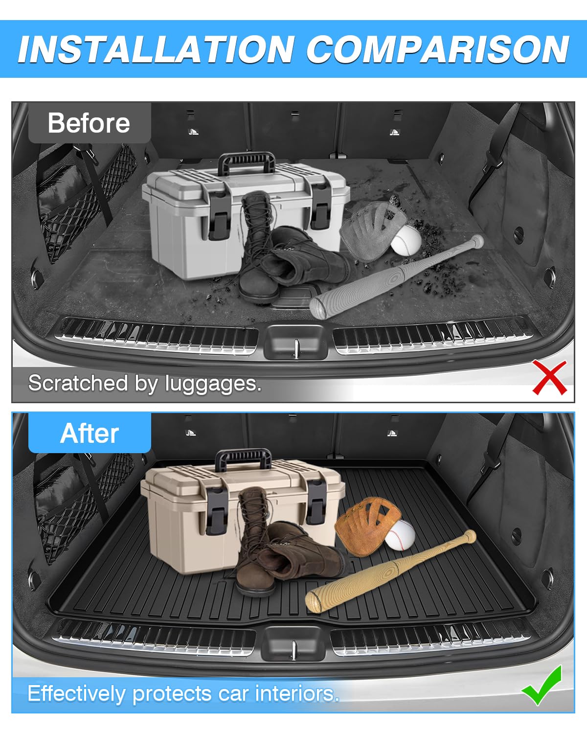 Powerty Trunk Mat For 2020-2025 Mercedes-Benz Gle Accessories Cargo Mats Tpe All Weather Cargo Liner Heavy-Duty Trunk Liners