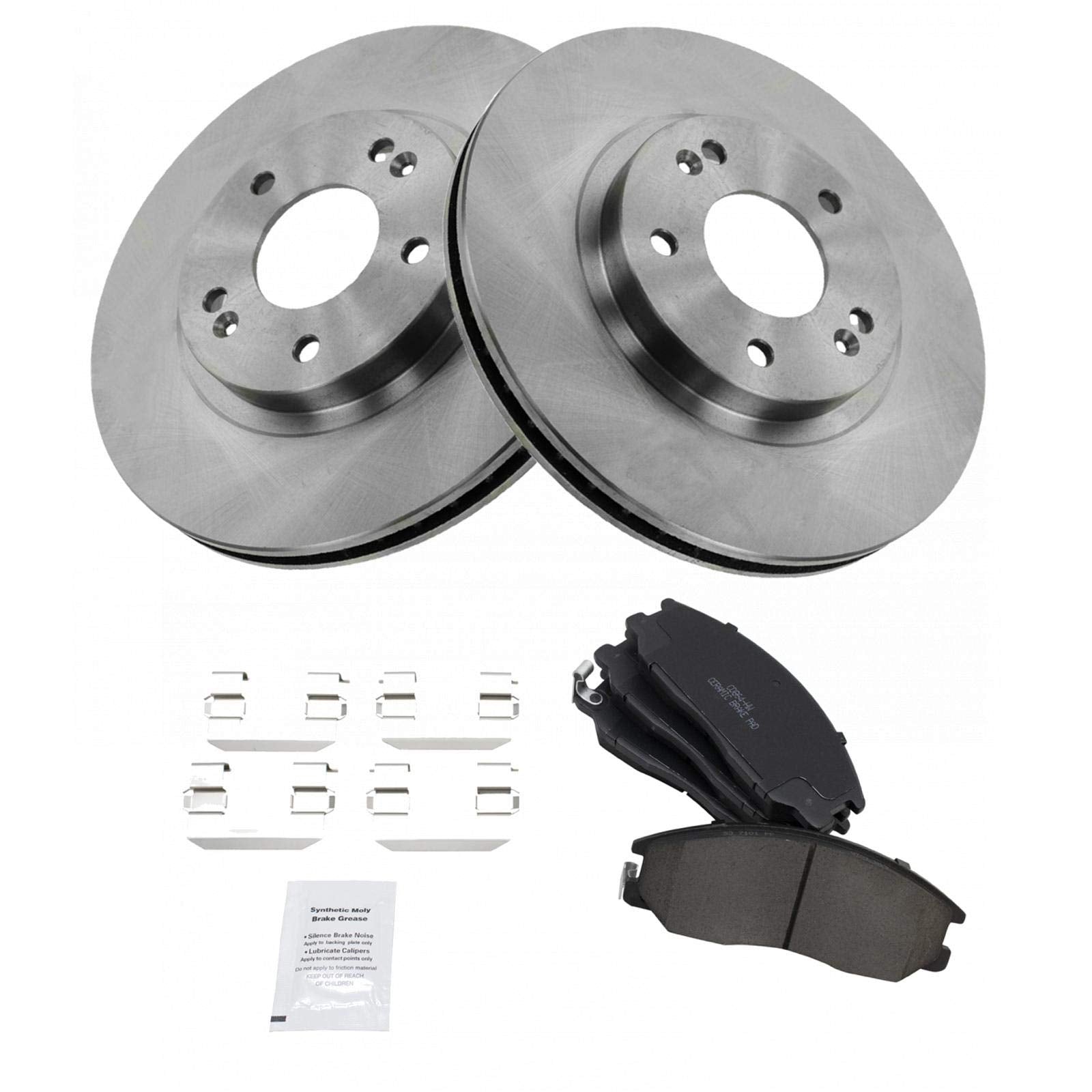 Trq Front Brake Pad & Rotor Kit Brake Pads Brake Rotor Ceramic Compatible With 2001-2006 Hyundai Santa Fe