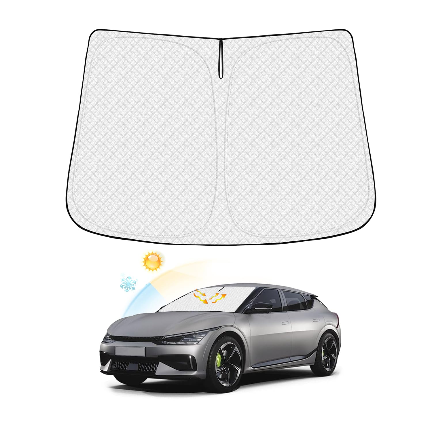 Canvcle Windshield Sun Shade For 2022-2024 2025 Kia Ev6 Accessories Thicken 6-Layer Front Window Sunshade Cover Sun Visor Protec